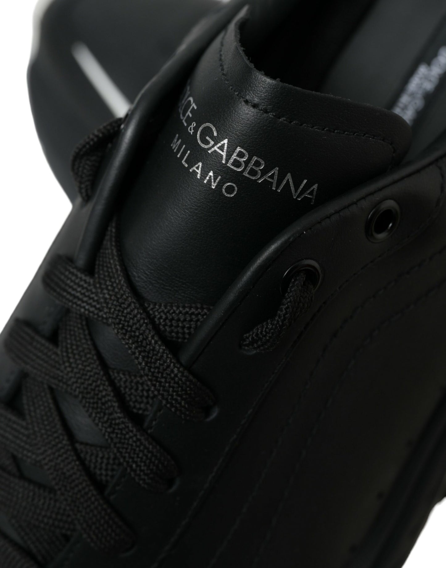 Dolce & Gabbana Black White Leather Logo Daymaster Sneakers Shoes