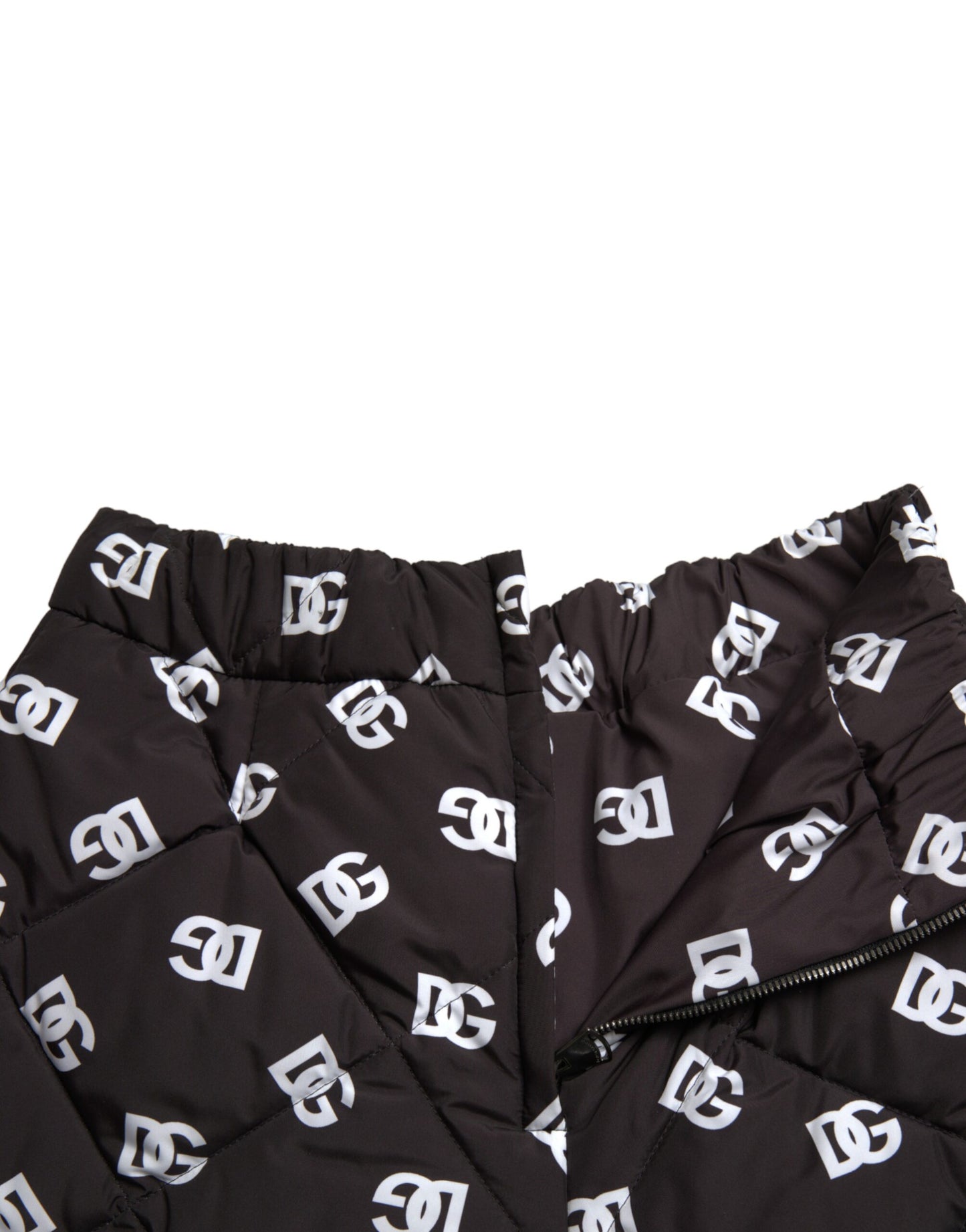 Dolce & Gabbana Black Nylon Logo High Waist Bermuda Shorts