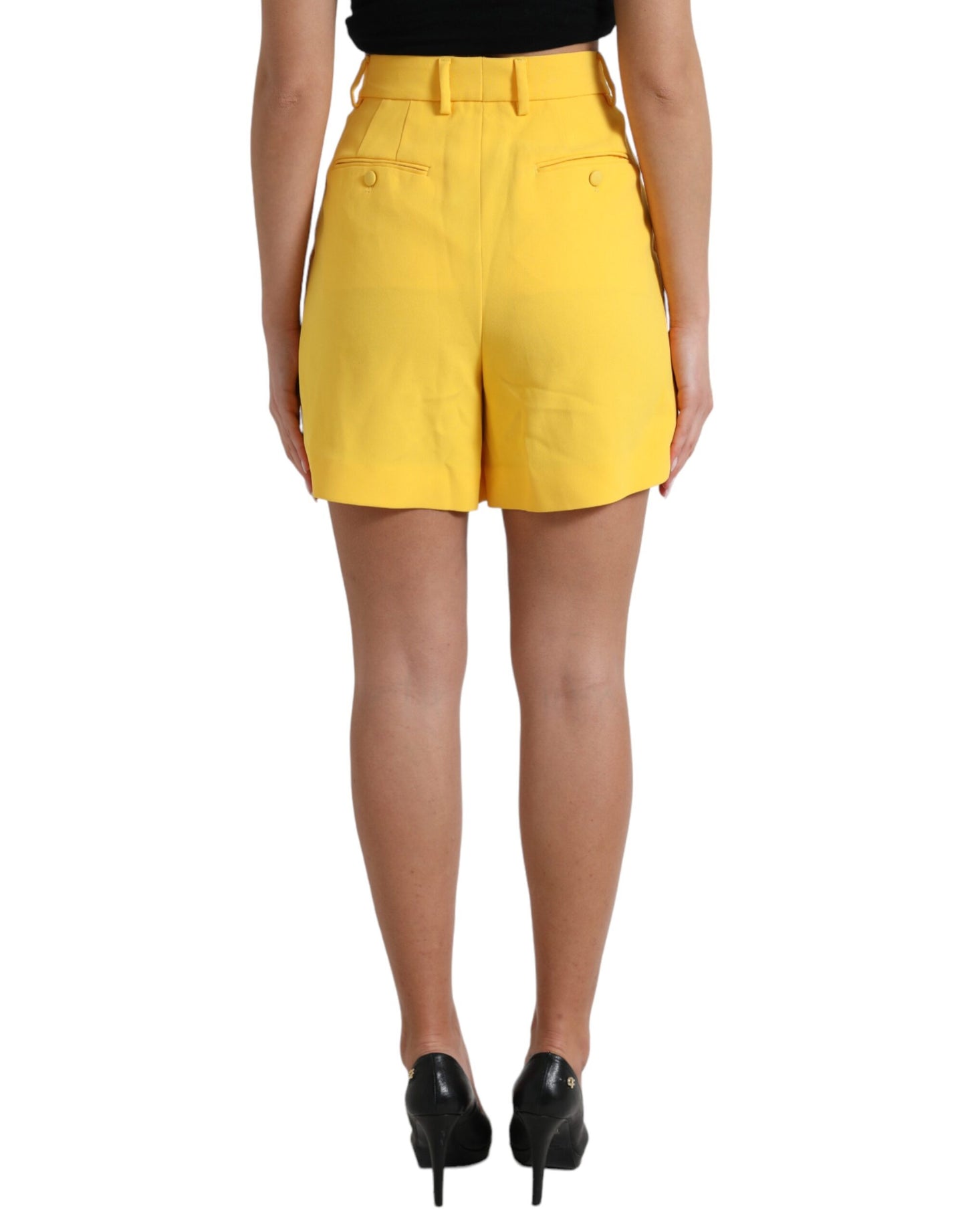 Dolce & Gabbana Yellow Viscose High Waist Bermuda Shorts