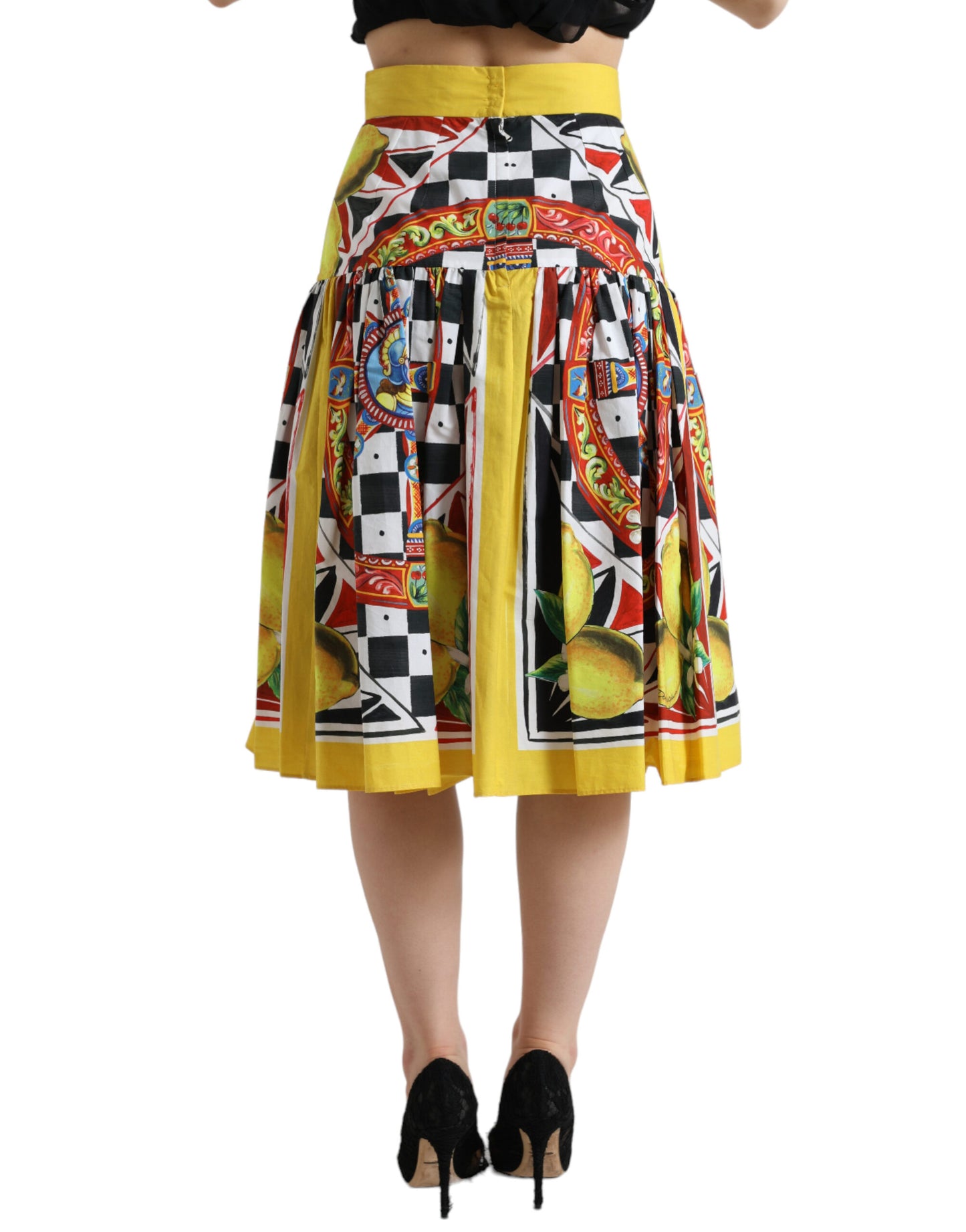 Dolce & Gabbana Multicolor Carretto Lemon High Waist A-line Skirt