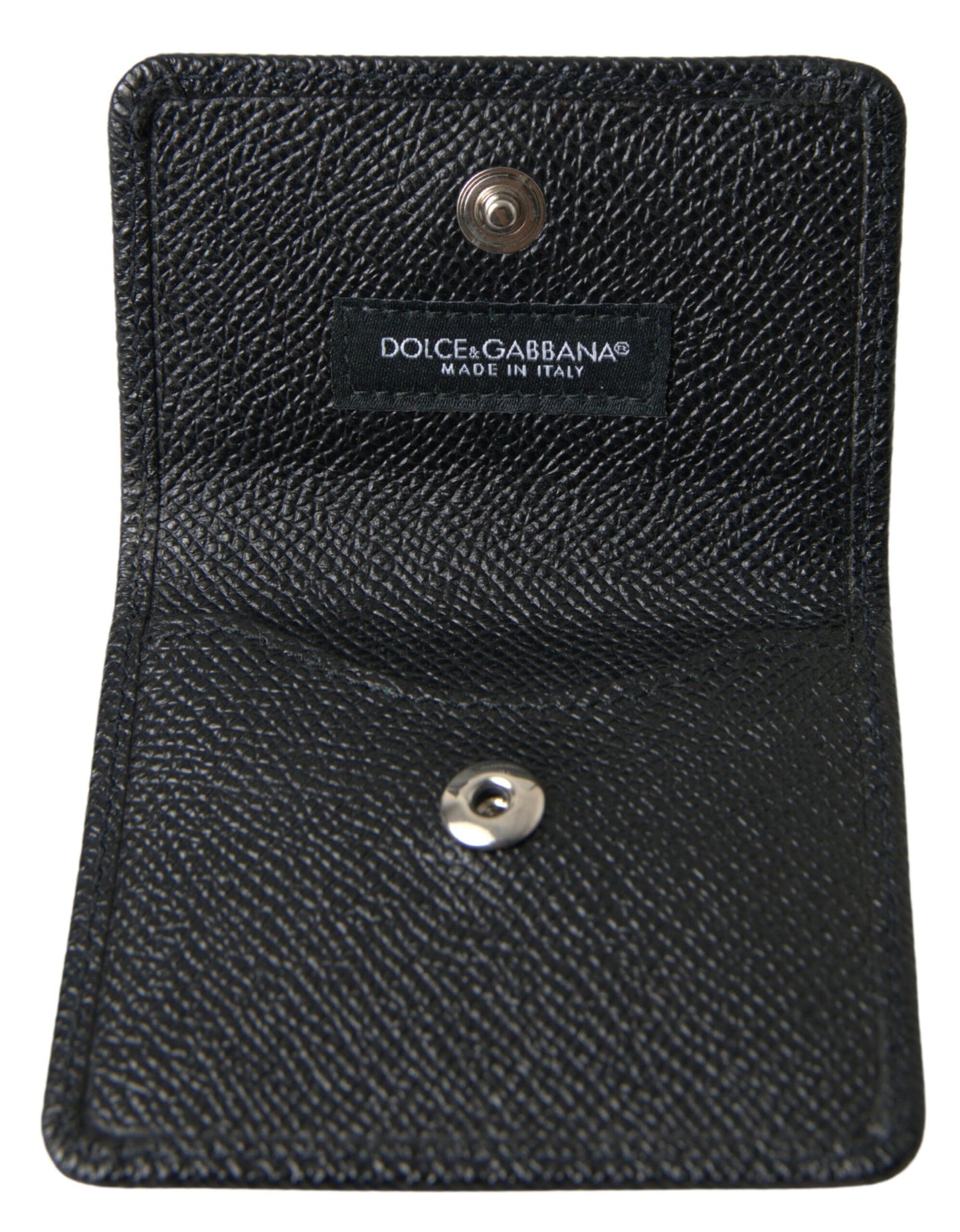 Dolce & Gabbana Black Textured Leather Bifold Logo Coin Purse Wallet