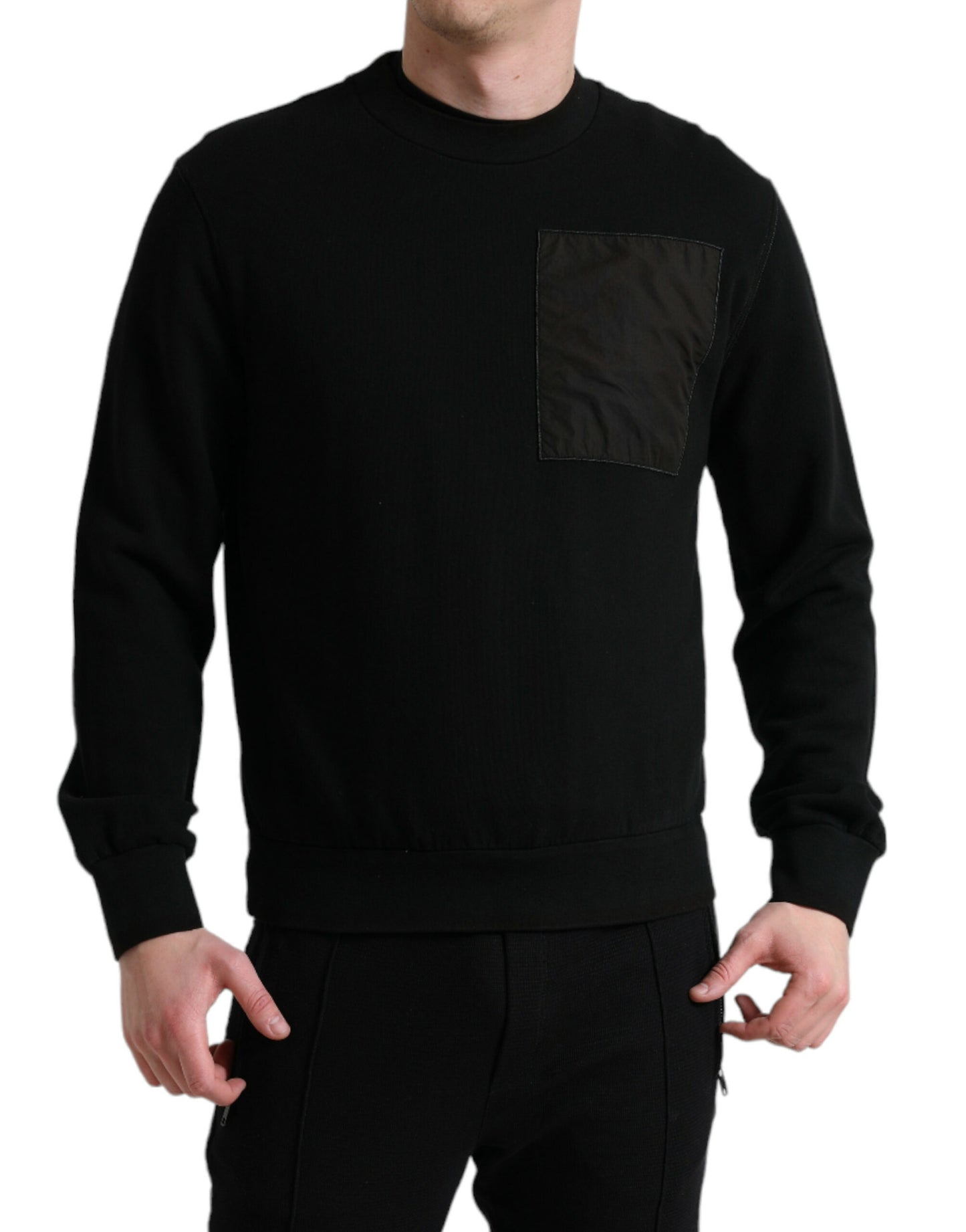 Dolce & Gabbana Black Cotton Crew Neck Men Pullover Sweater