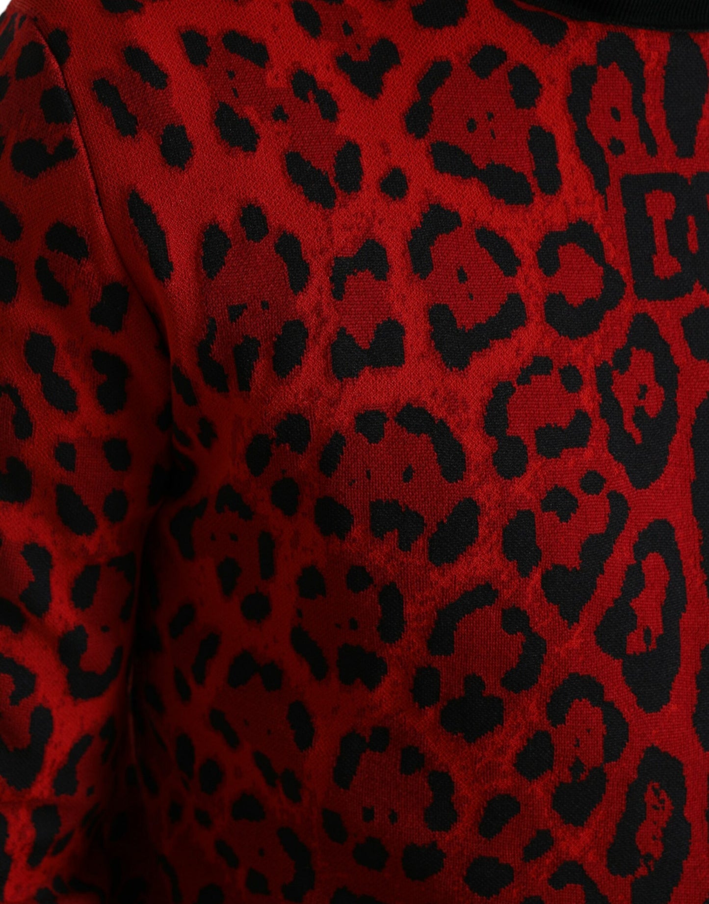 Dolce & Gabbana Red Leopard Print Turtleneck Pullover Sweater