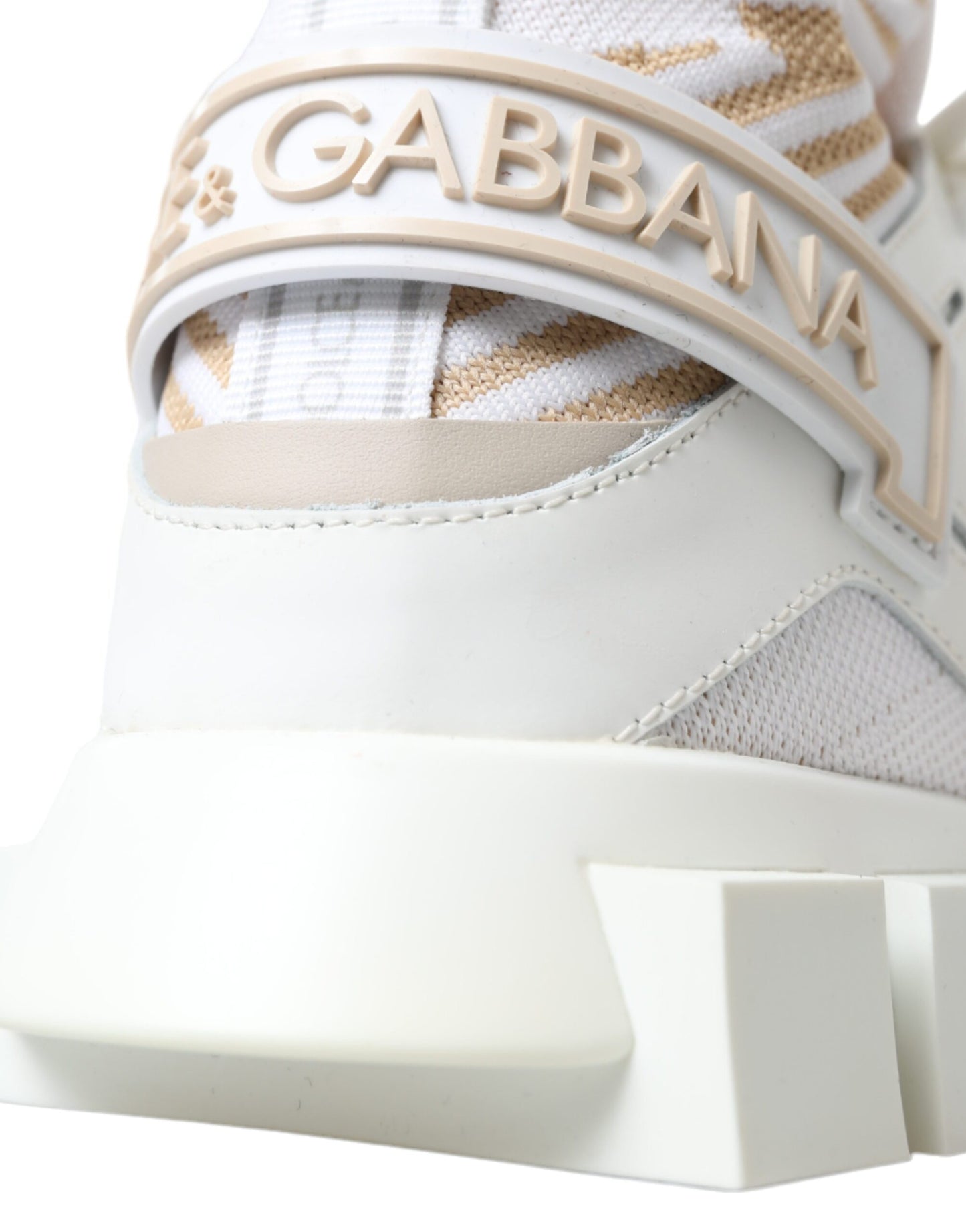 Dolce & Gabbana White Beige Sorrento Socks Sneakers Shoes