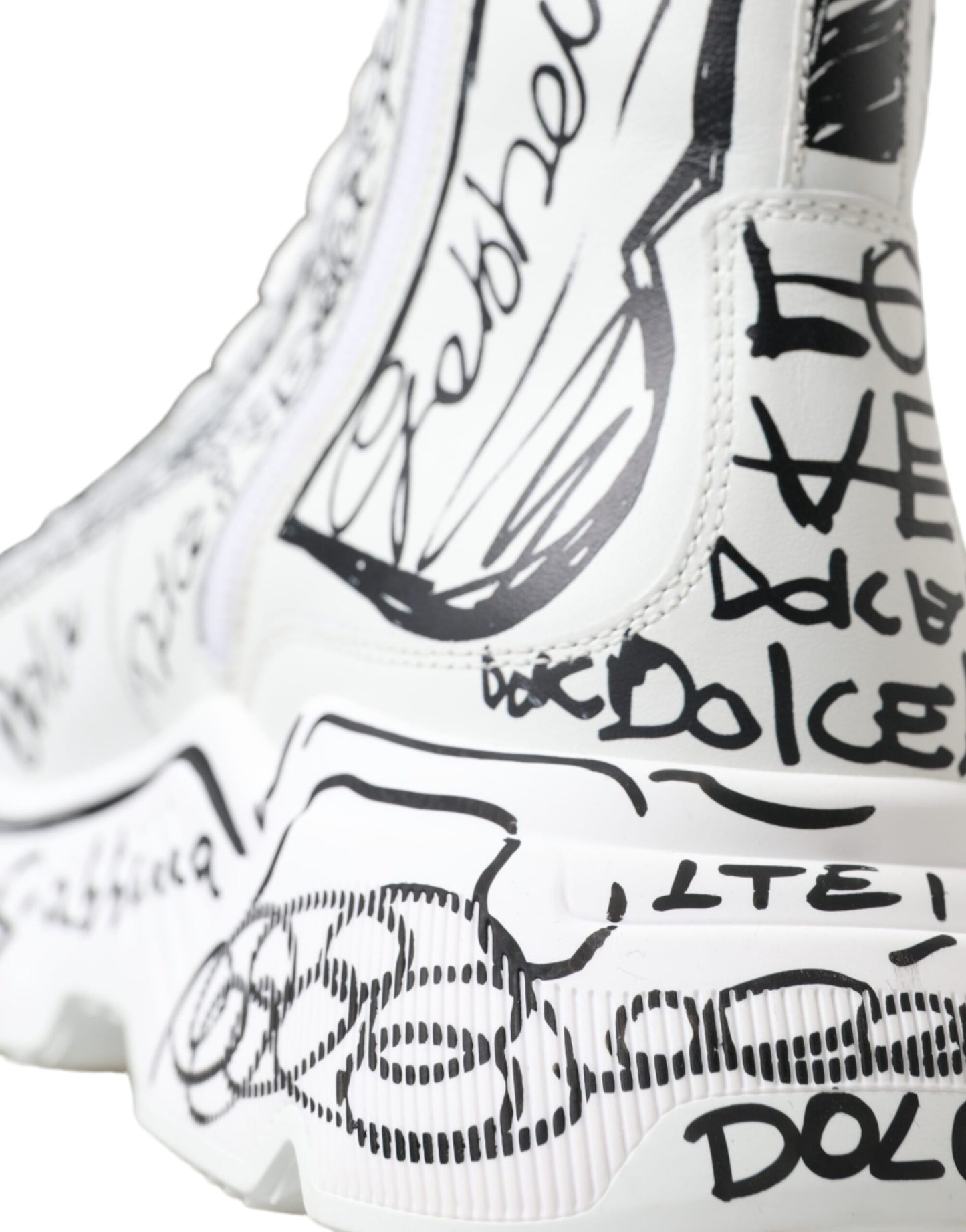 Dolce & Gabbana White Black Graffiti Daymaster Sneakers Shoes