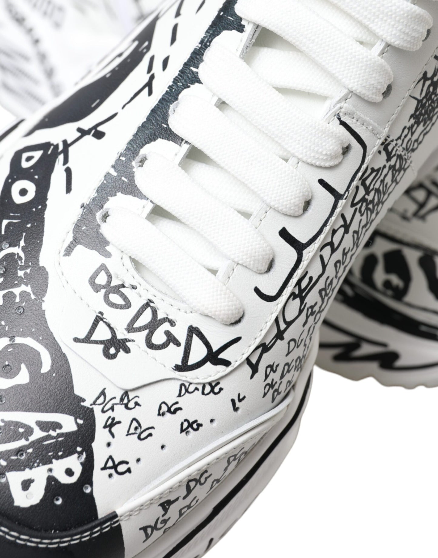 Dolce & Gabbana White Black Graffiti Daymaster Sneakers Shoes