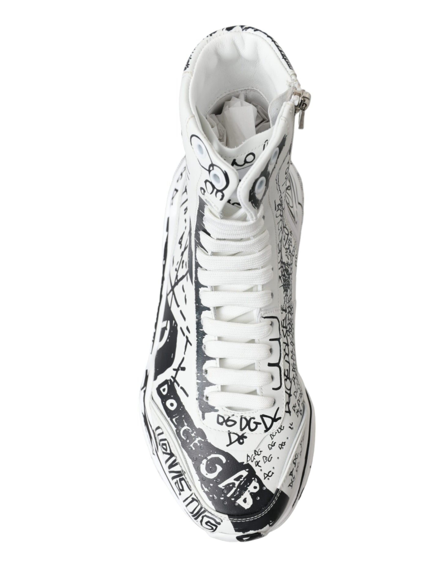 Dolce & Gabbana White Black Graffiti Daymaster Sneakers Shoes