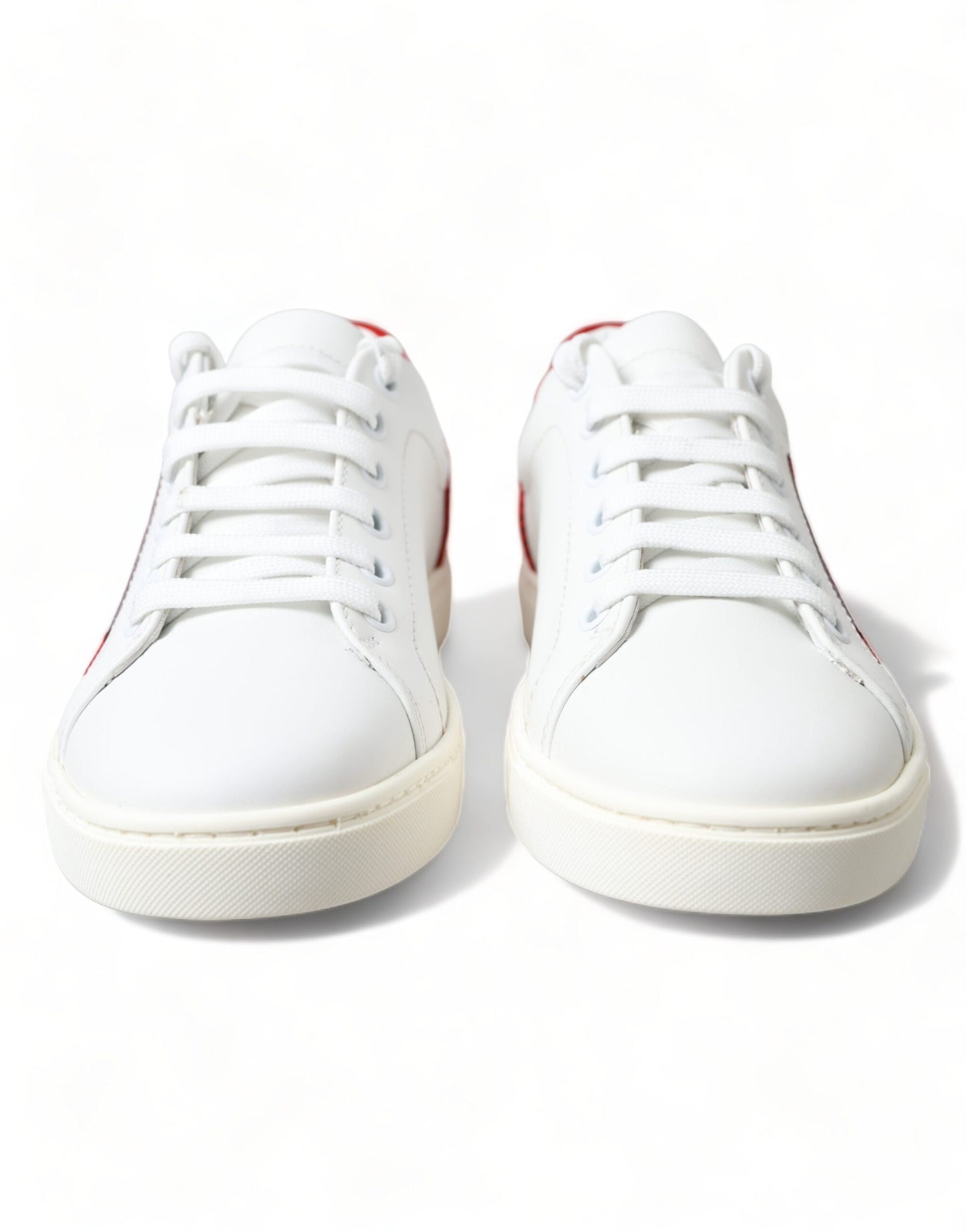 Dolce & Gabbana White Red Leather Low Top Sneakers Shoes