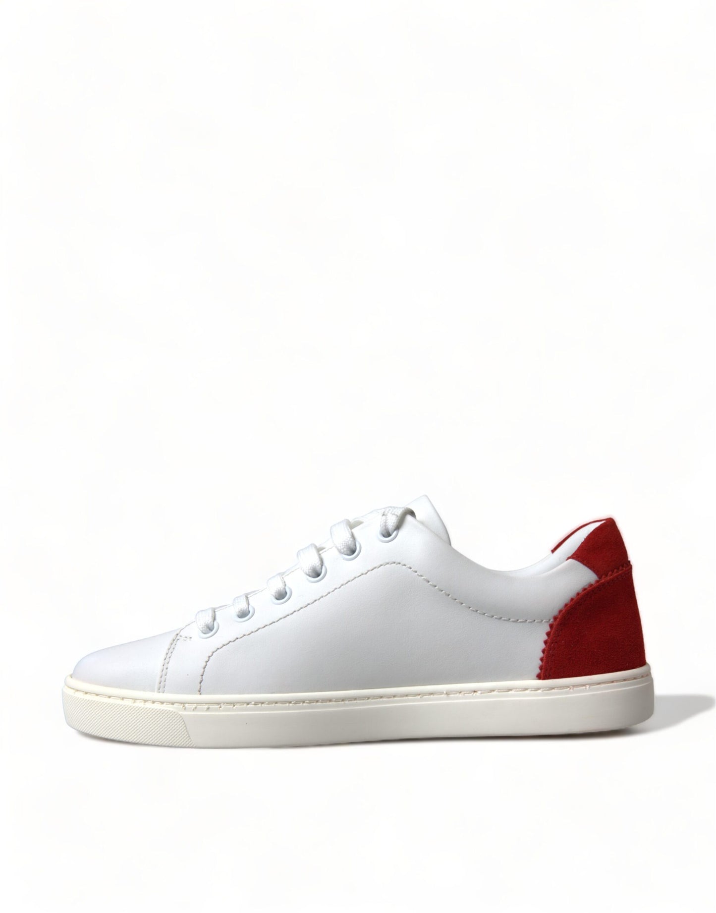 Dolce & Gabbana White Red Leather Low Top Sneakers Shoes