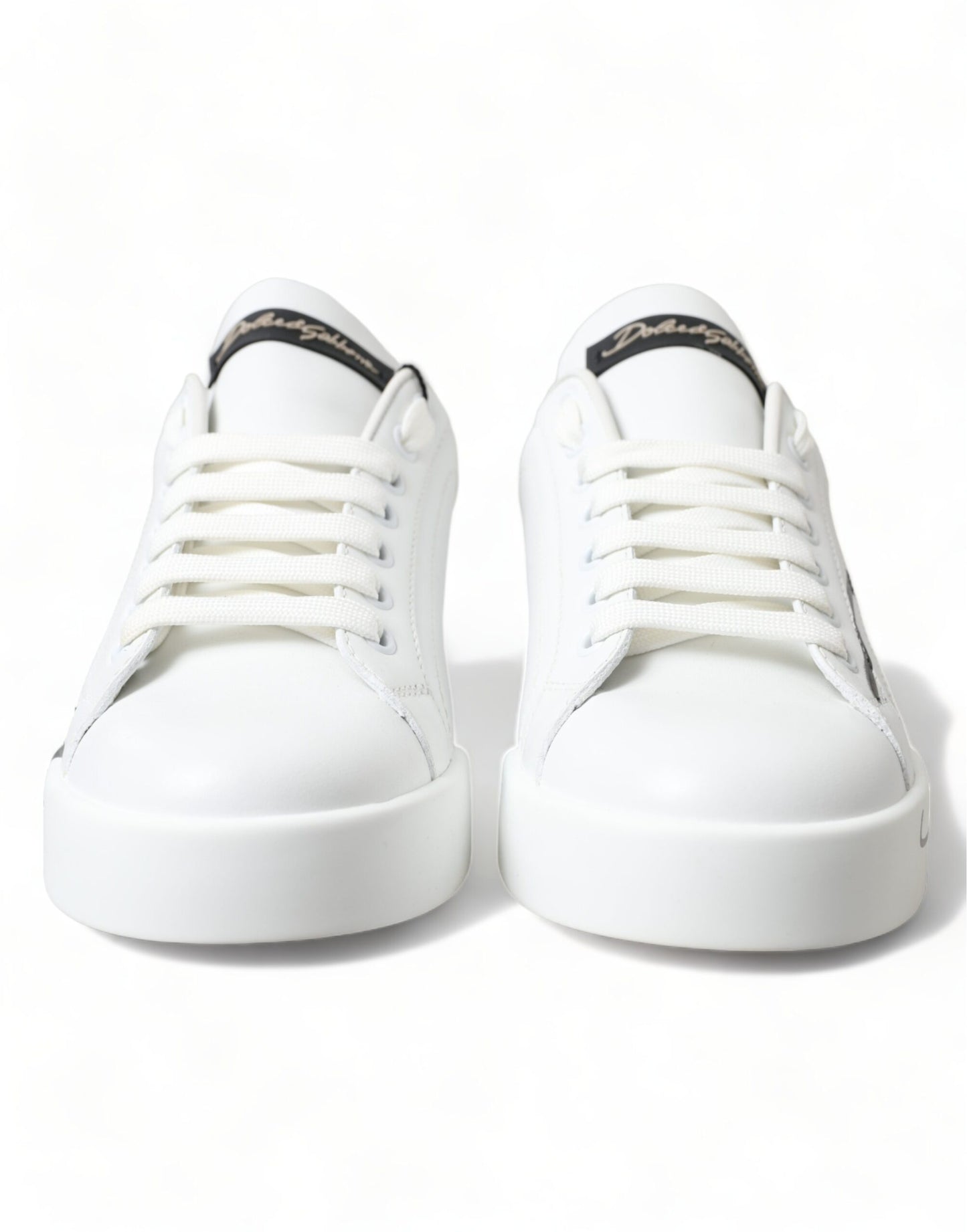 Dolce & Gabbana White Gold Lace Up Womens Low Top Sneakers