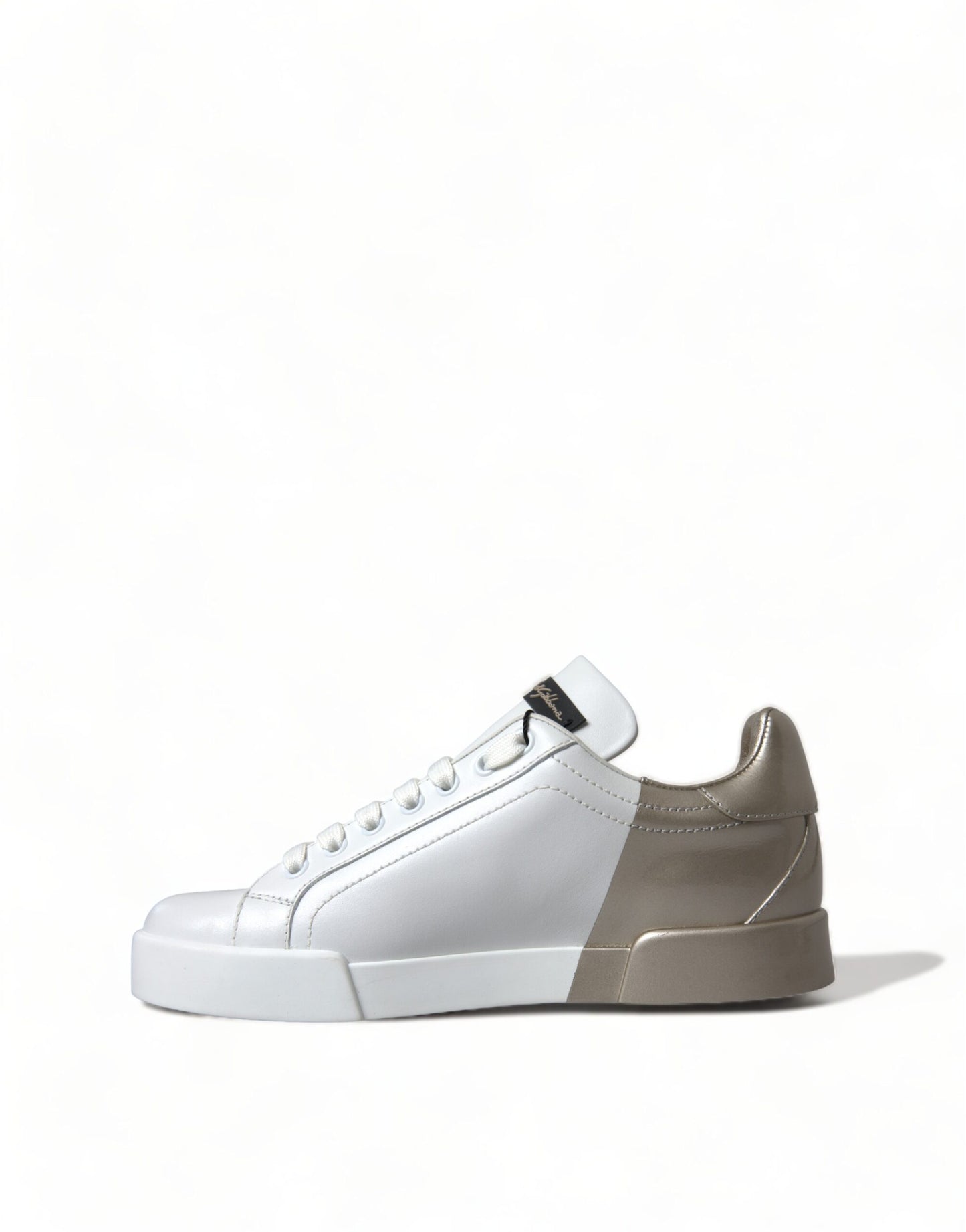 Dolce & Gabbana White Gold Lace Up Womens Low Top Sneakers