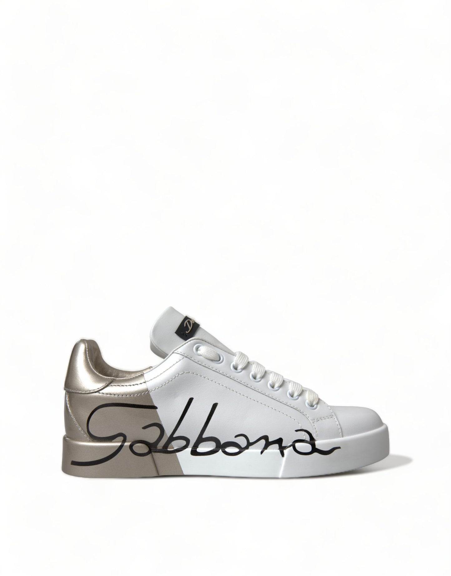 Dolce & Gabbana White Gold Lace Up Womens Low Top Sneakers