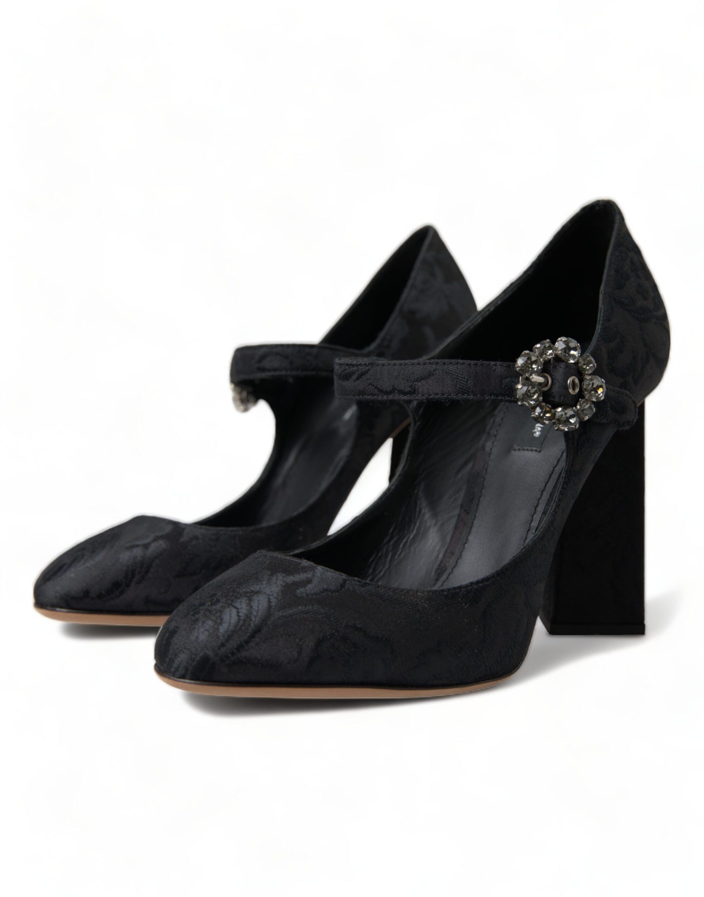 Dolce & Gabbana Black Brocade Mary Janes Heels Pumps Shoes