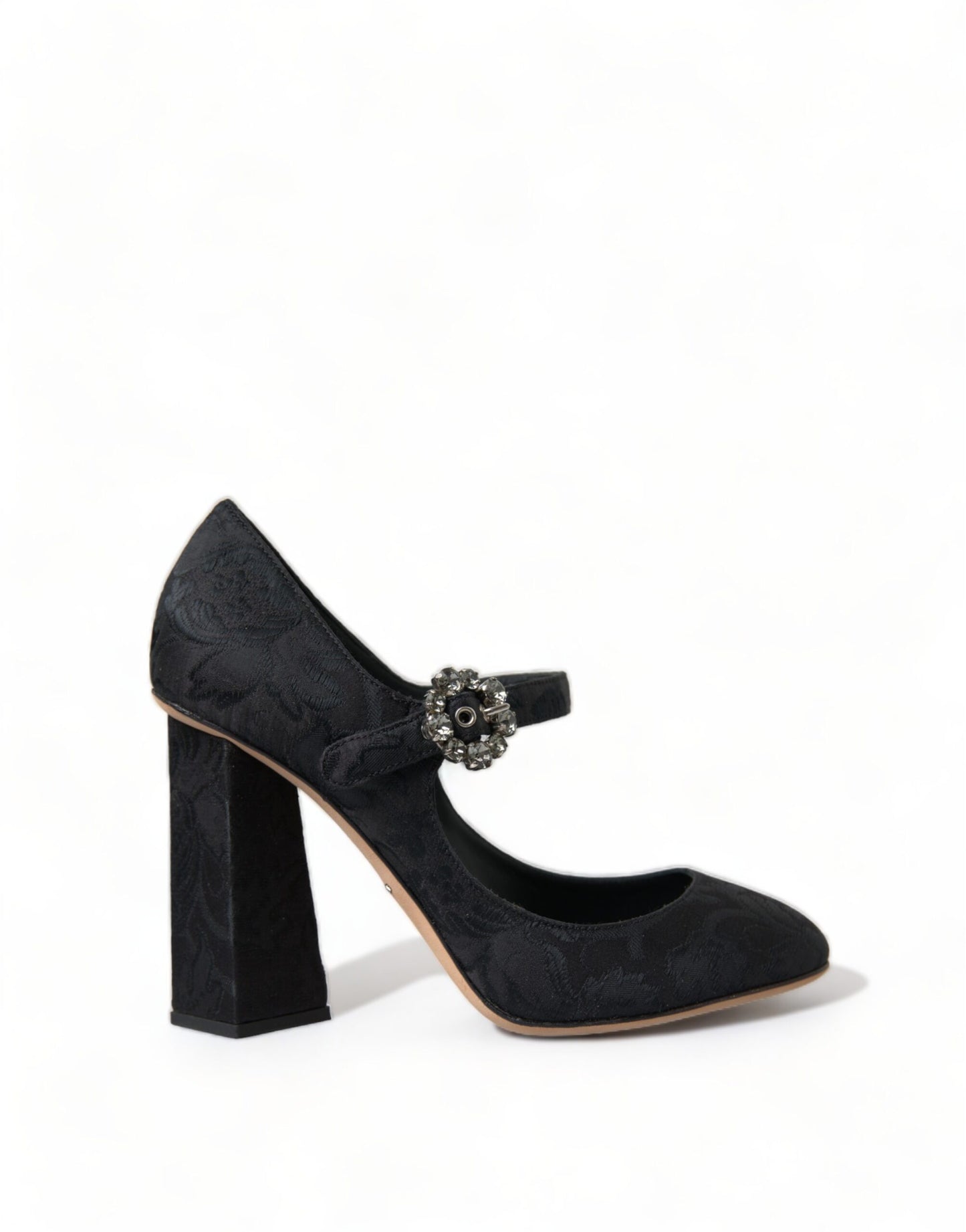 Dolce & Gabbana Black Brocade Mary Janes Heels Pumps Shoes