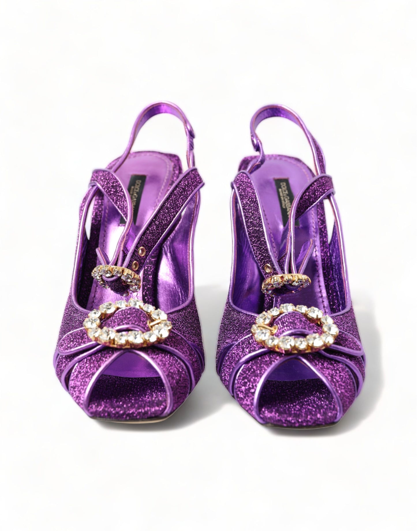 Dolce & Gabbana Purple Crystal Ankle Strap Sandals Shoes