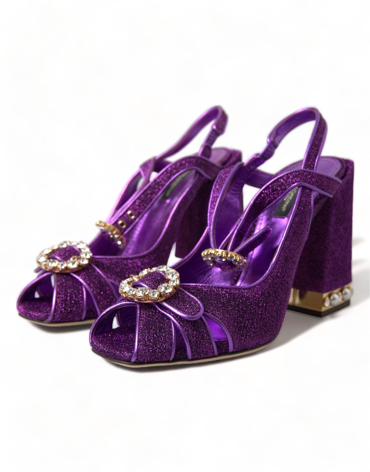 Dolce & Gabbana Purple Crystal Ankle Strap Sandals Shoes