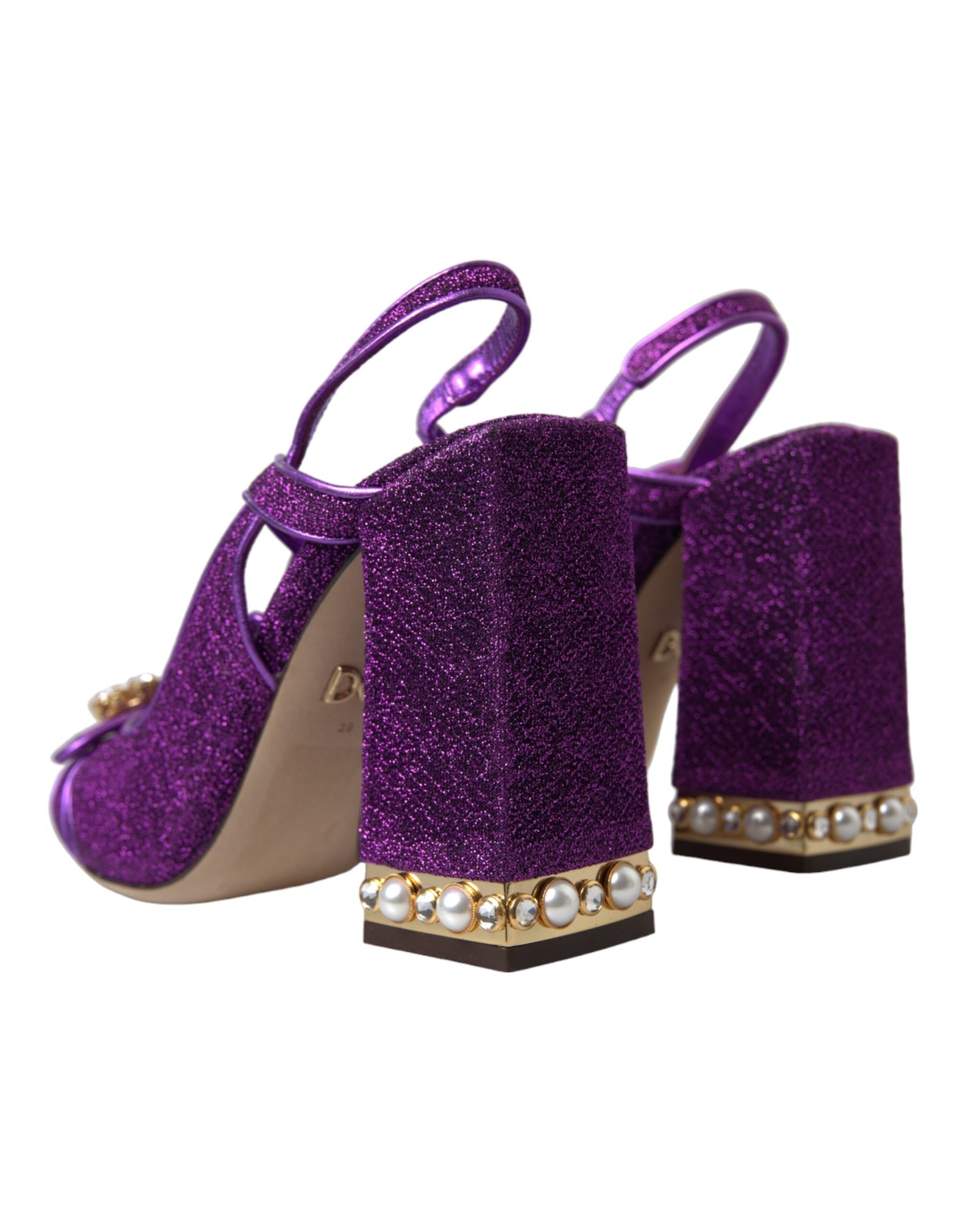 Dolce & Gabbana Purple Crystal Ankle Strap Sandals Shoes