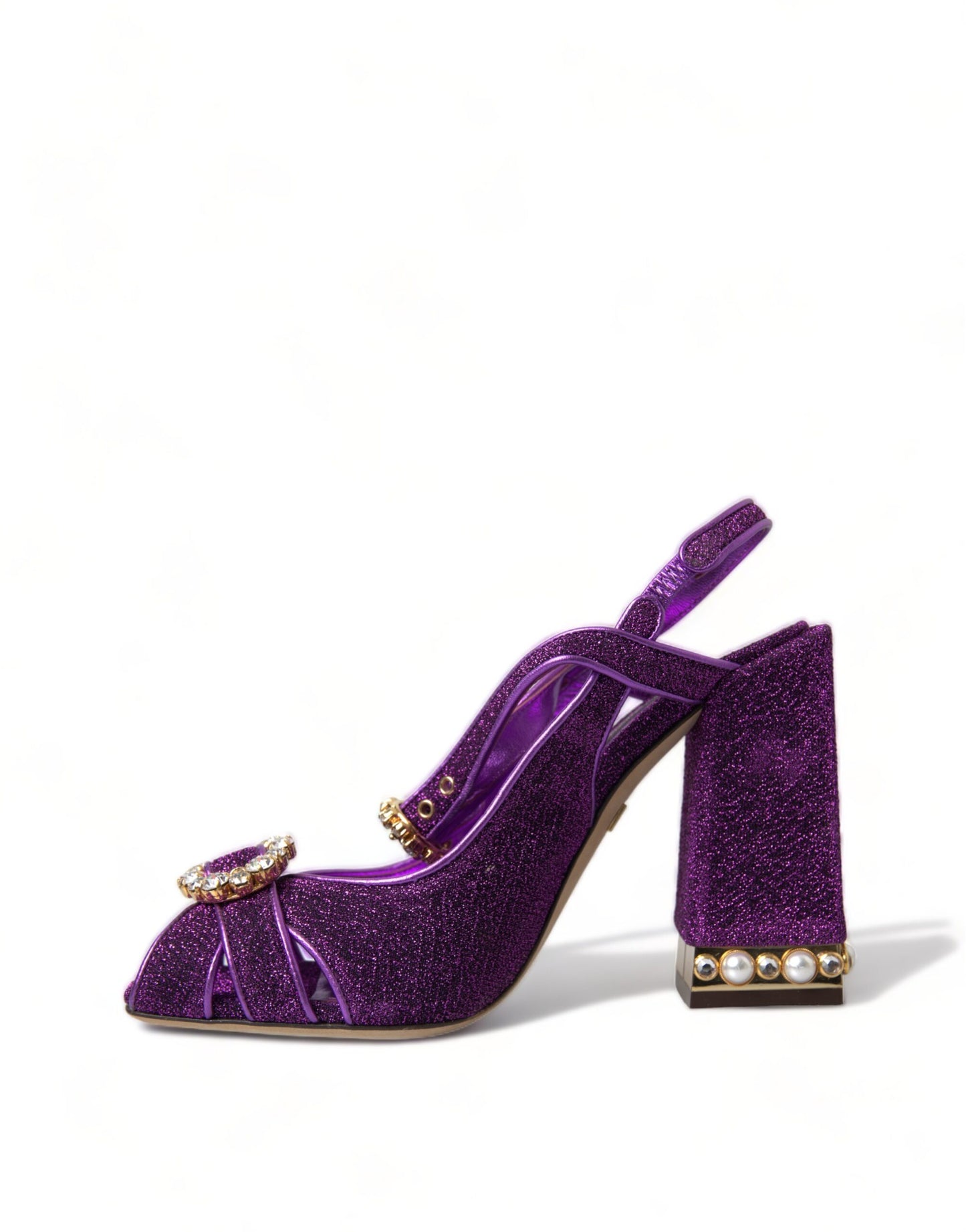 Dolce & Gabbana Purple Crystal Ankle Strap Sandals Shoes