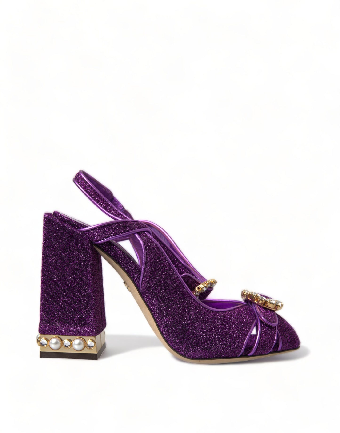 Dolce & Gabbana Purple Crystal Ankle Strap Sandals Shoes