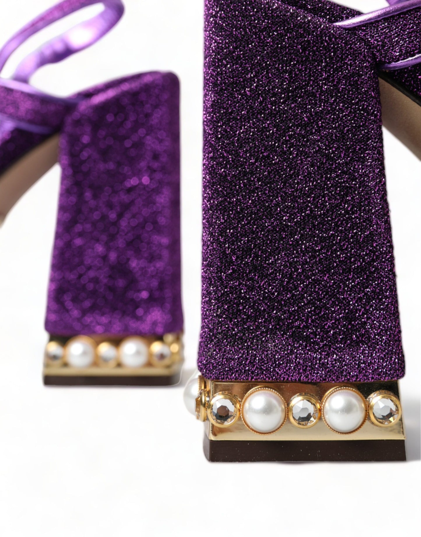 Dolce & Gabbana Purple Crystal Ankle Strap Sandals Shoes