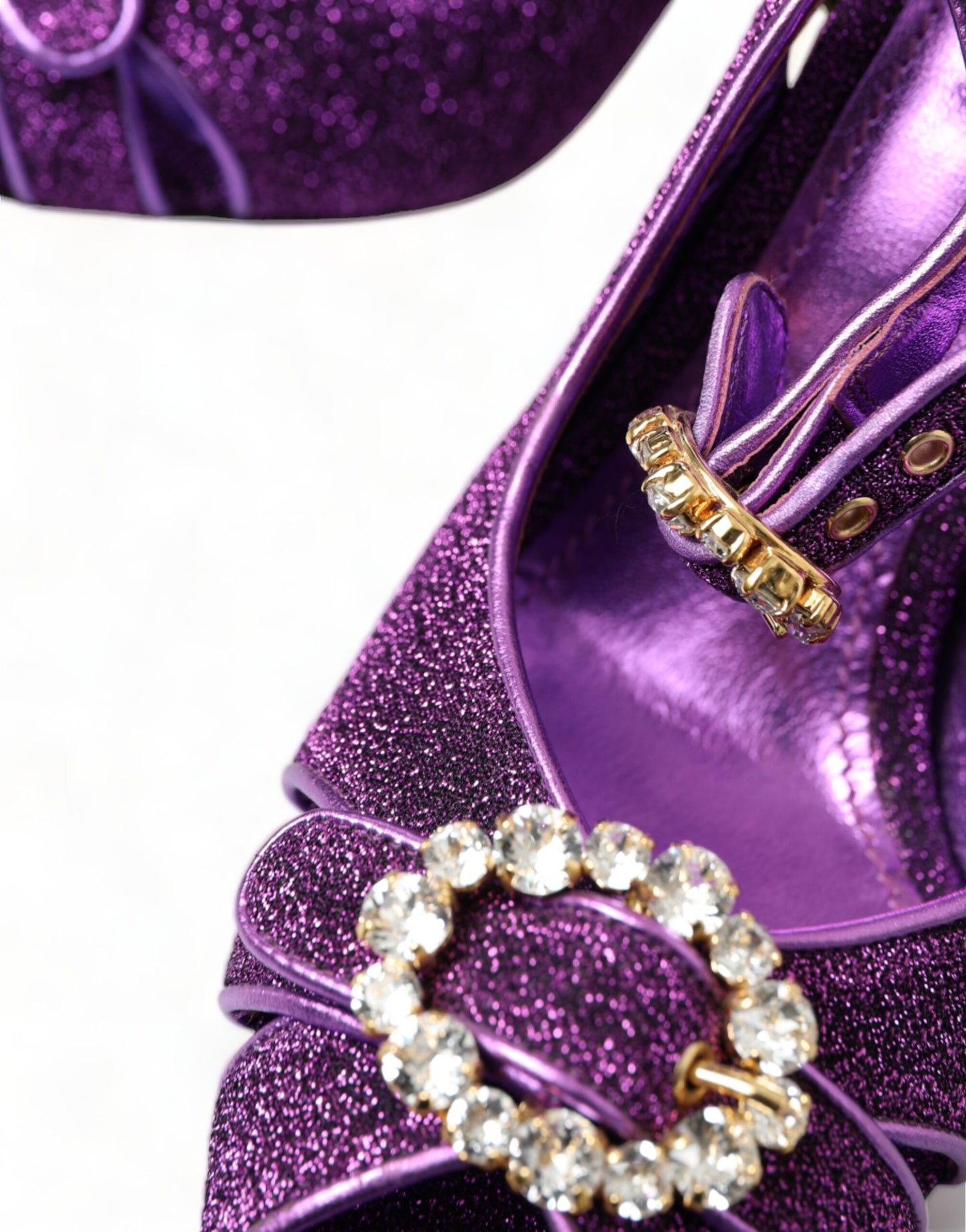 Dolce & Gabbana Purple Crystal Ankle Strap Sandals Shoes