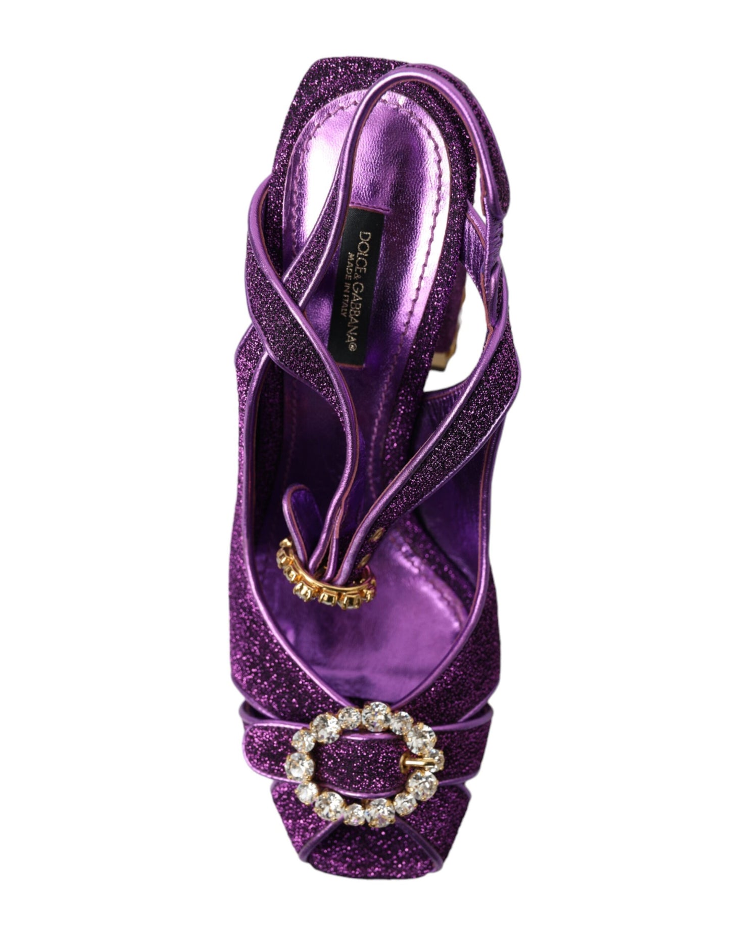 Dolce & Gabbana Purple Crystal Ankle Strap Sandals Shoes