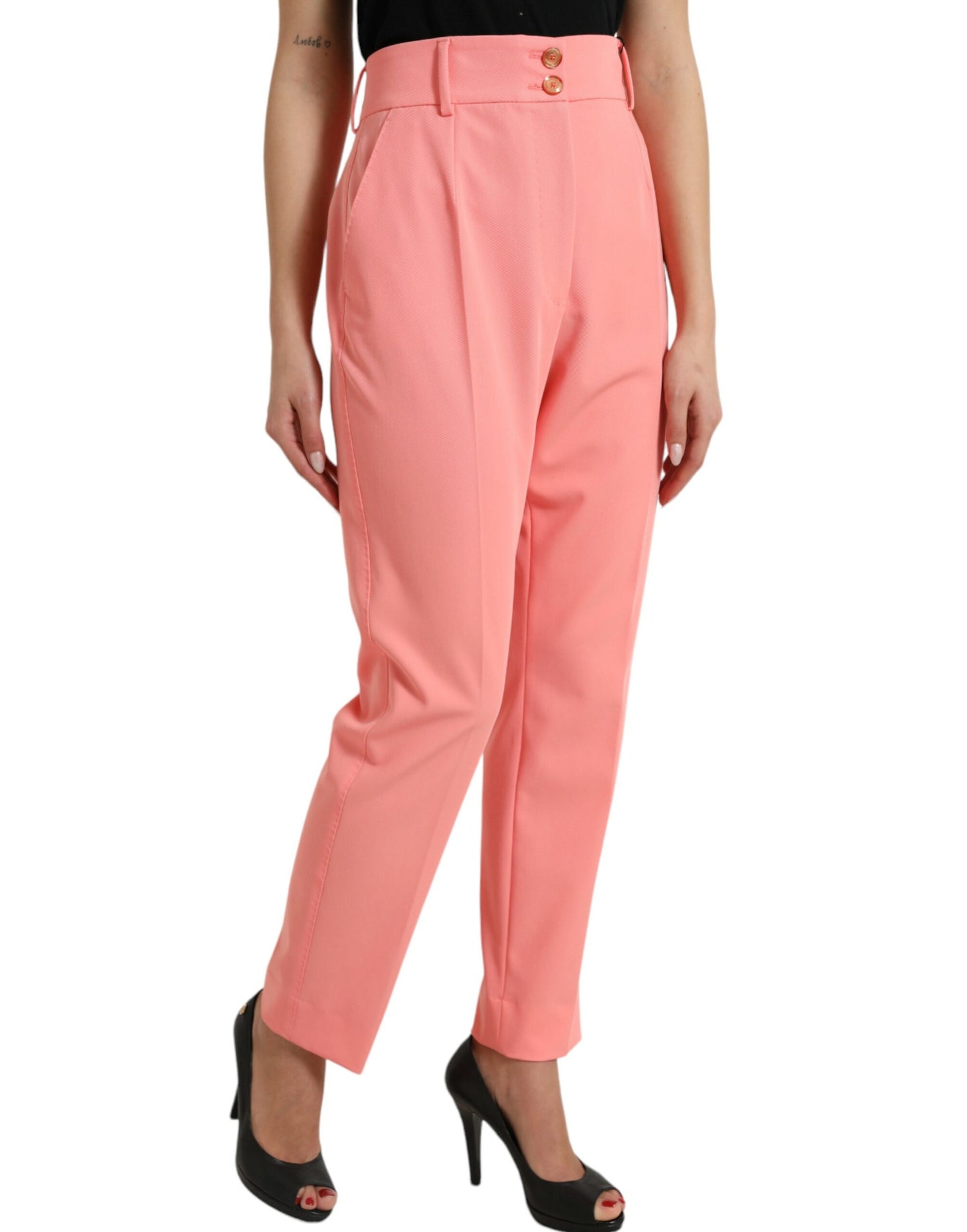 Dolce & Gabbana Pink High Waist Tapered Women Pants