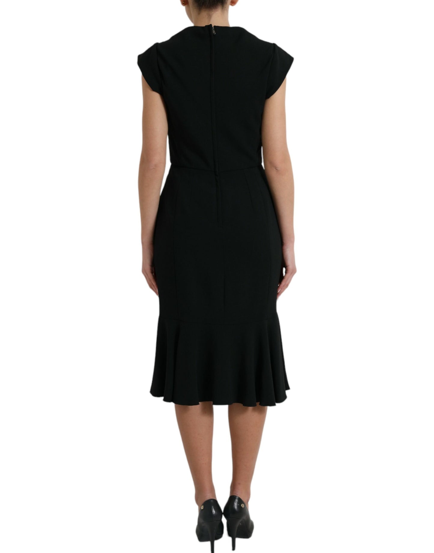 Dolce & Gabbana Black Cady Viscose Sleeveless Dress