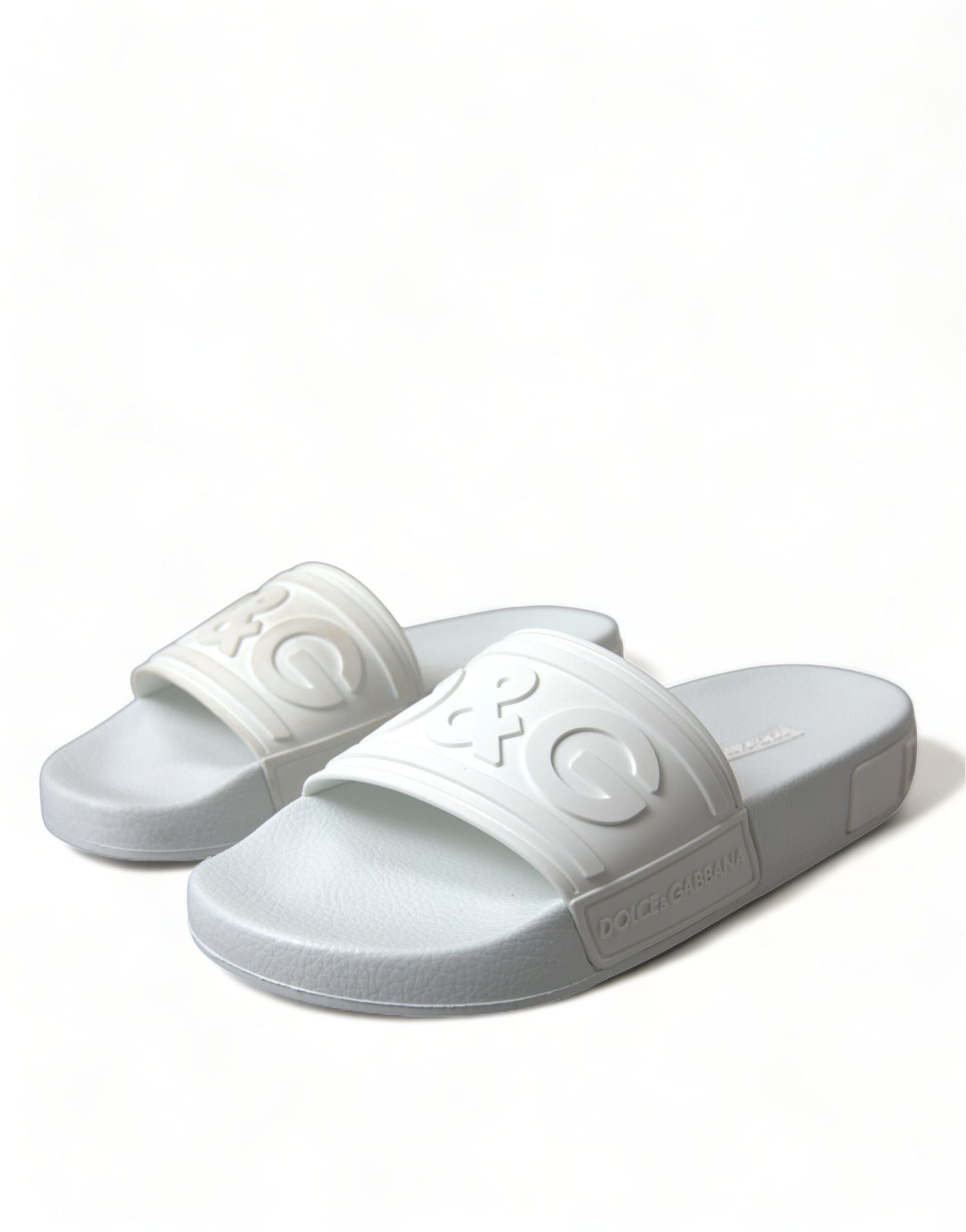 Dolce & Gabbana White Rubber Sandals Slides Beachwear Shoes