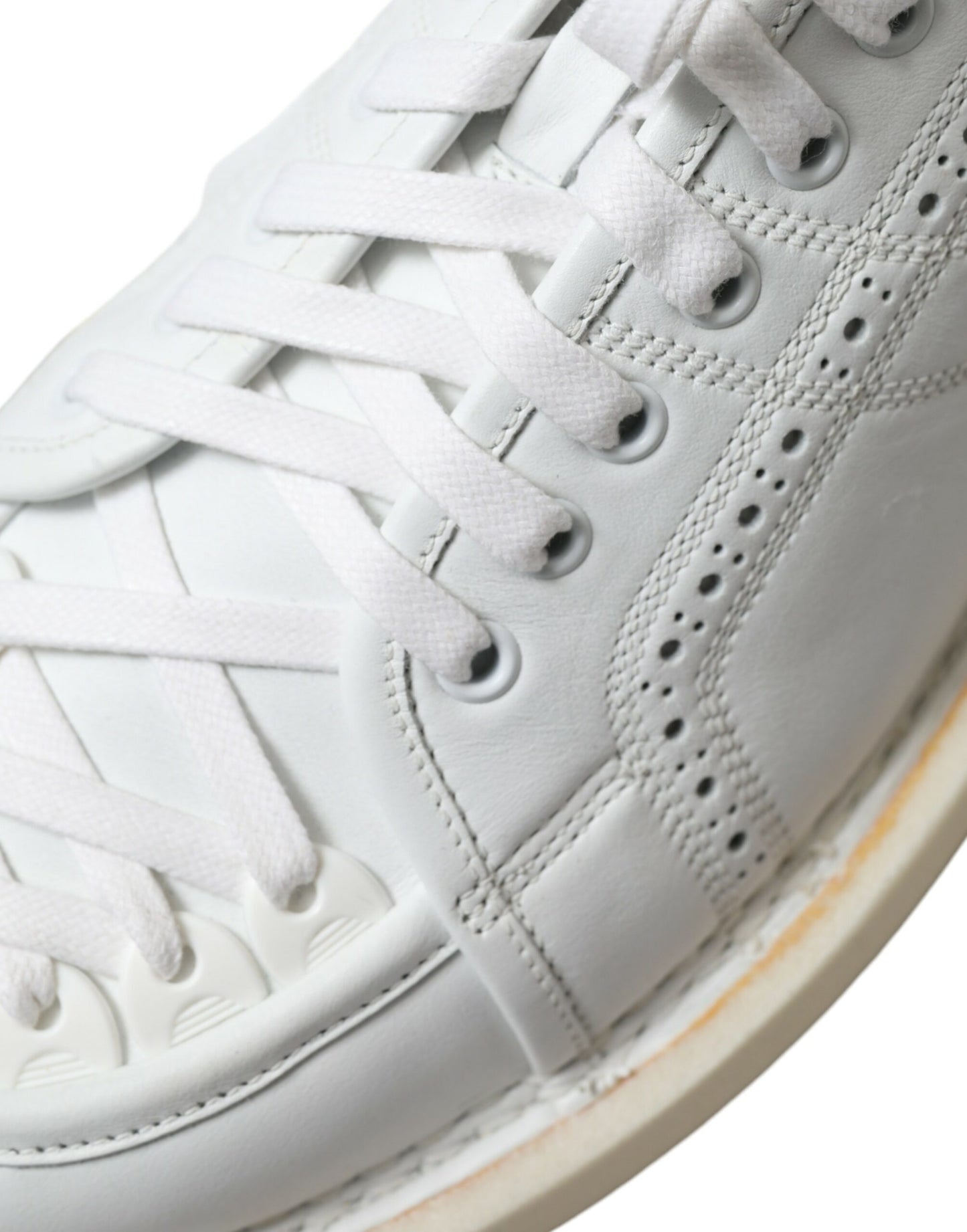 Dolce & Gabbana White Leather Low Top Oxford Sneakers Shoes