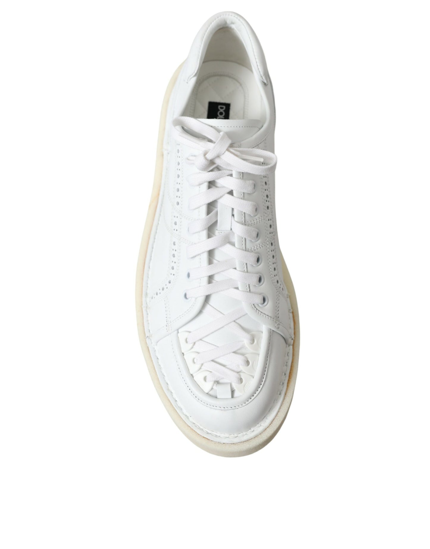 Dolce & Gabbana White Leather Low Top Oxford Sneakers Shoes