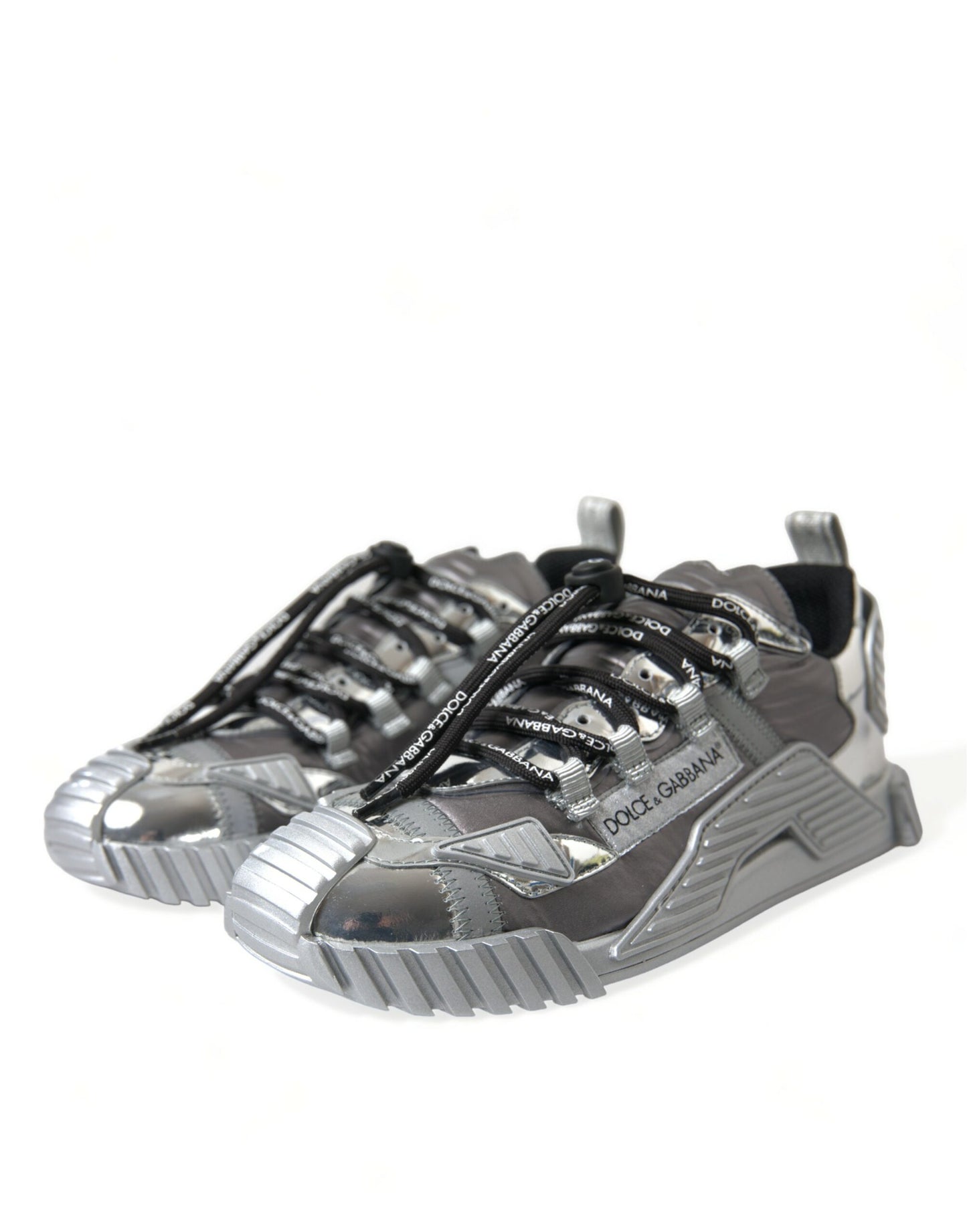 Dolce & Gabbana Silver Lace Up Low Top Men NS1 Sneakers Shoes