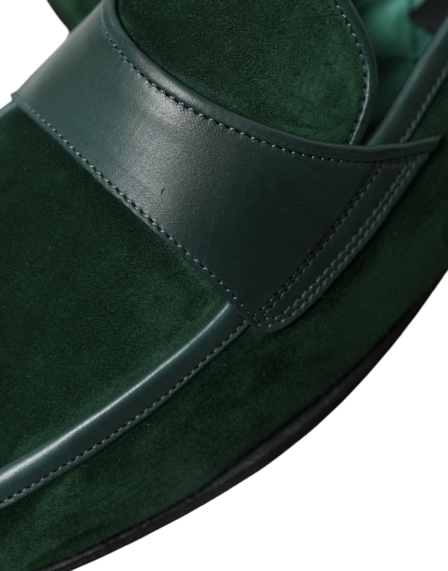 Dolce & Gabbana Green Velvet Slip On Men Loafer Dress Shoes