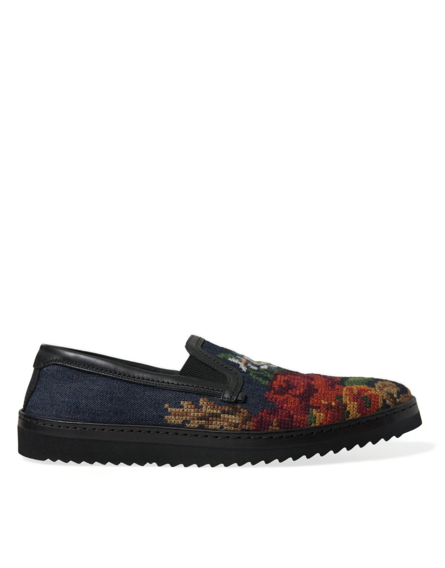 Dolce & Gabbana Multicolor Floral Slippers Men Loafers Shoes