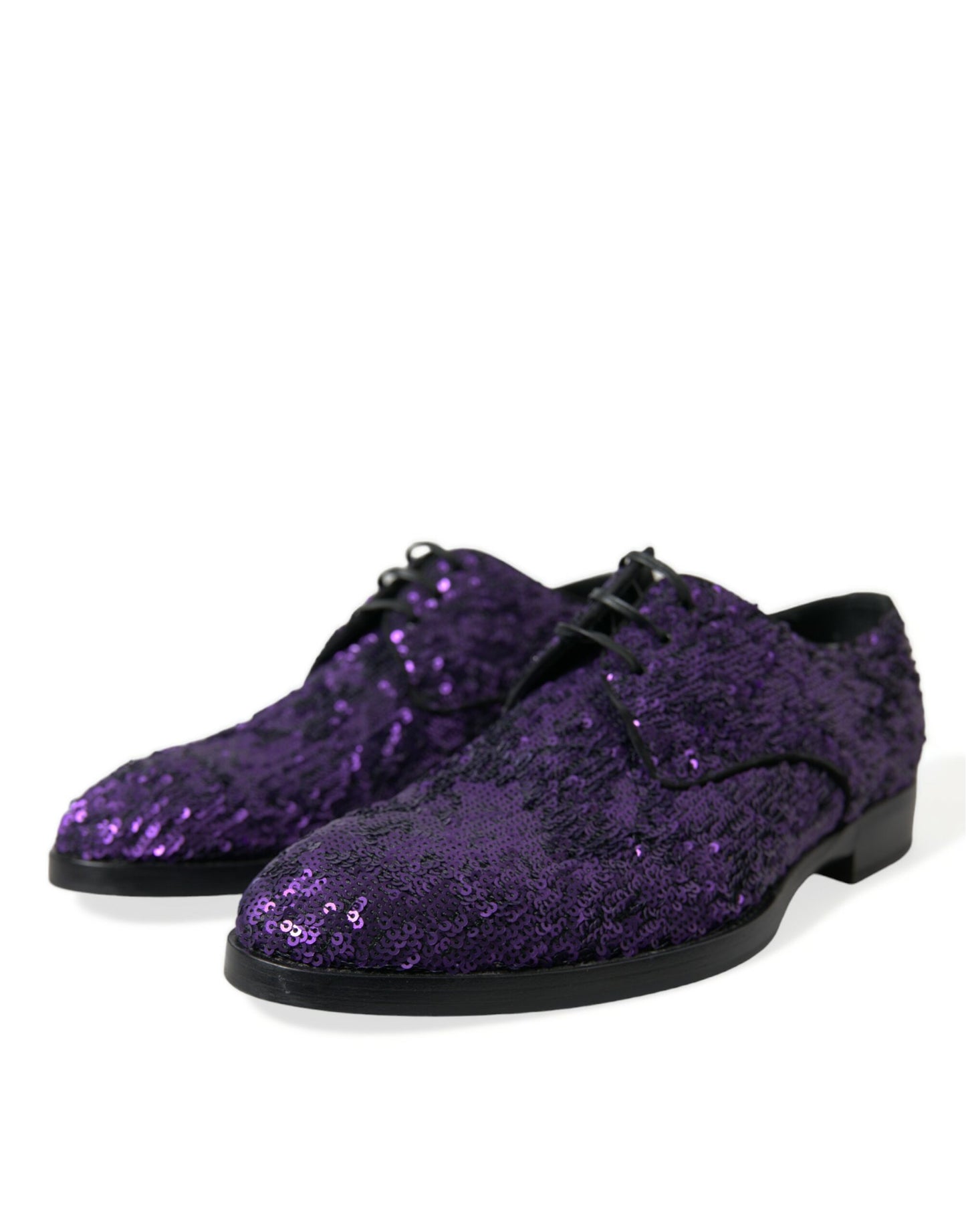 Dolce & Gabbana Purple Sequined Lace Up Oxford Dress Shoes