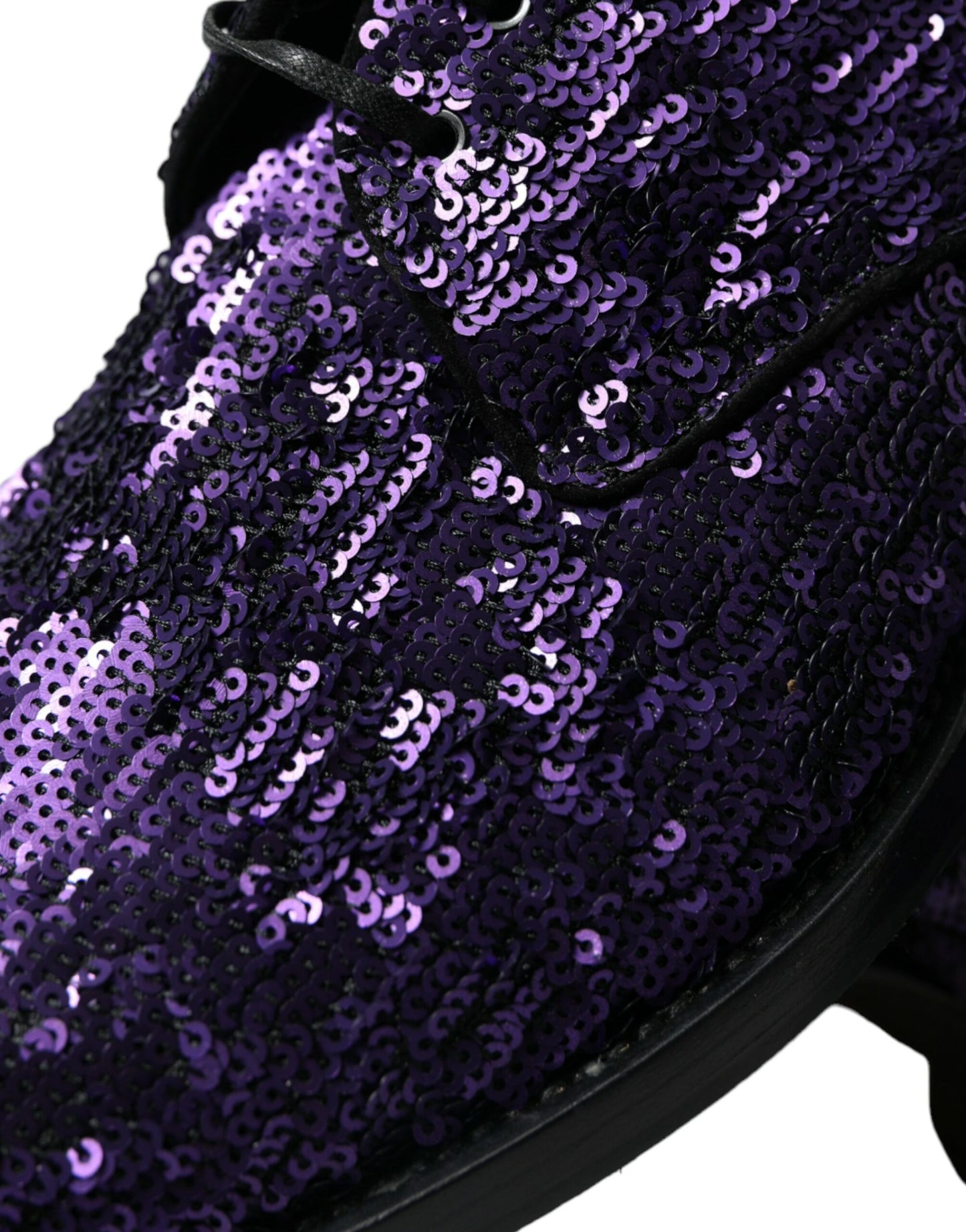 Dolce & Gabbana Purple Sequined Lace Up Oxford Dress Shoes