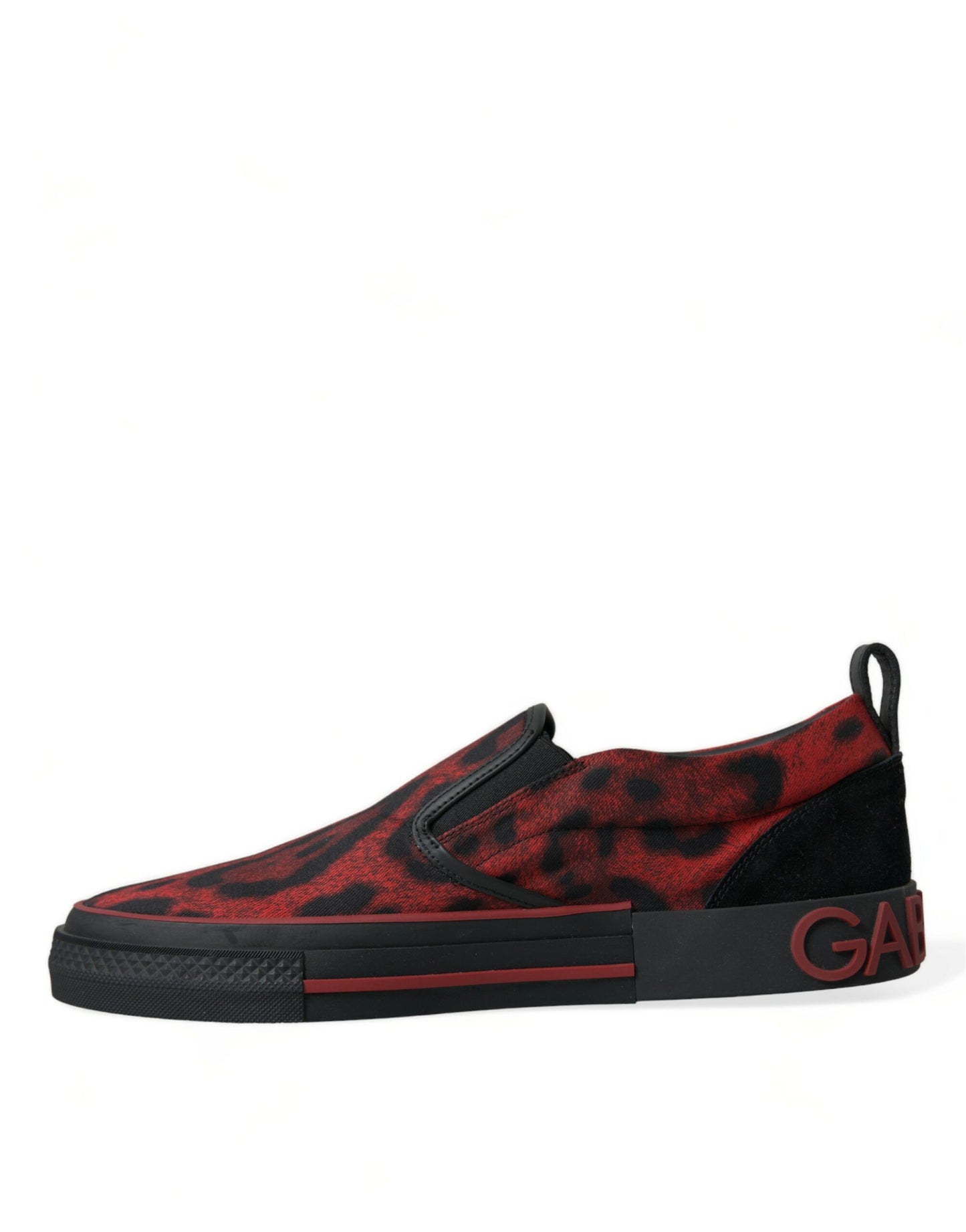 Dolce & Gabbana Red Black Leopard Loafers Men Sneakers Shoes