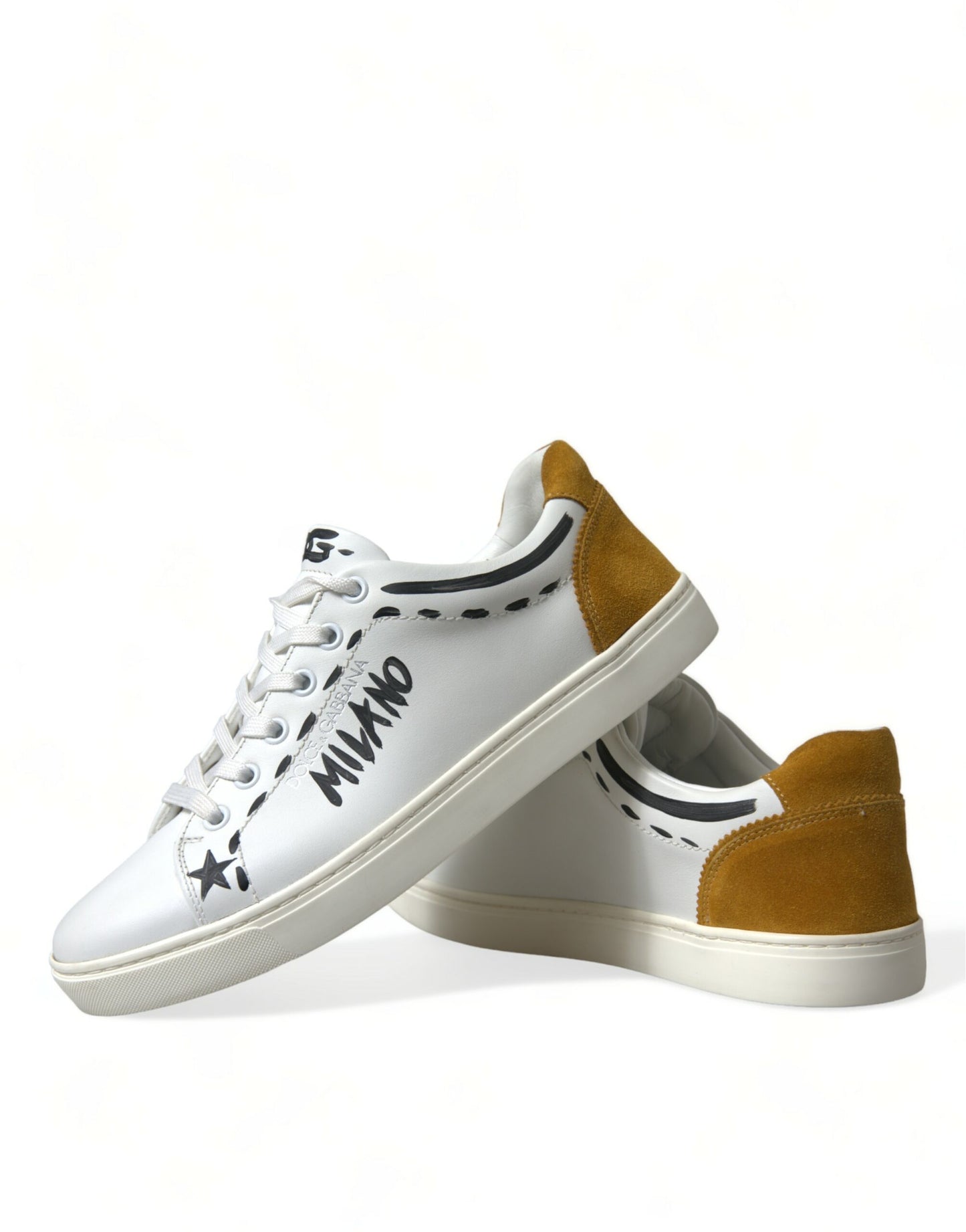 Dolce & Gabbana White Leather LOVE Milano Men Sneakers Shoes