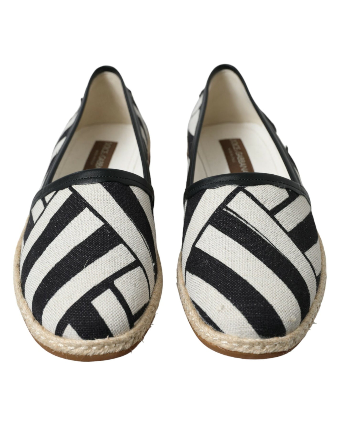 Dolce & Gabbana Beige Black Striped Canvas Espadrilles MONDELLO Shoes