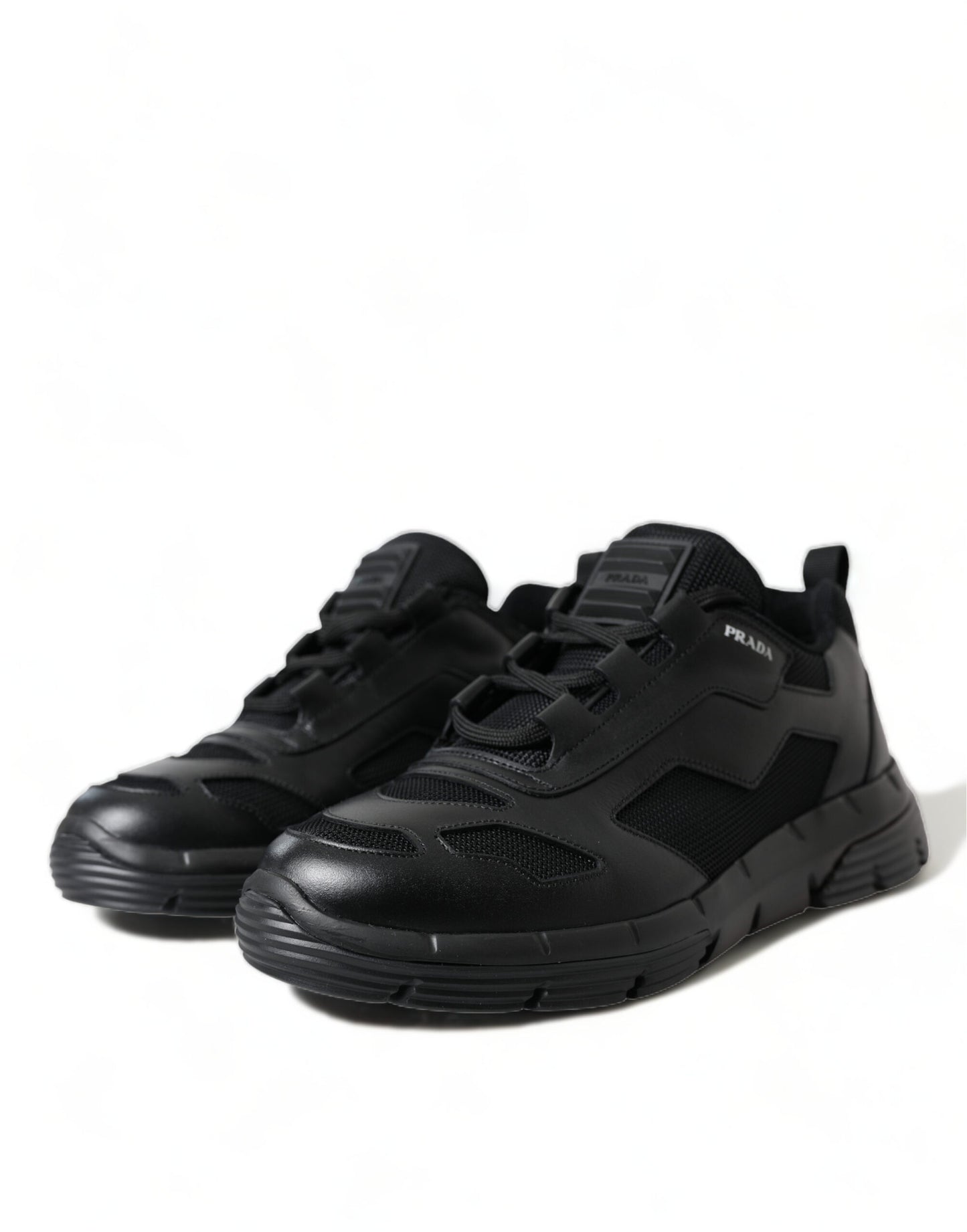 Prada Black Mesh Panel Low Top Twist Trainers Sneakers Shoes