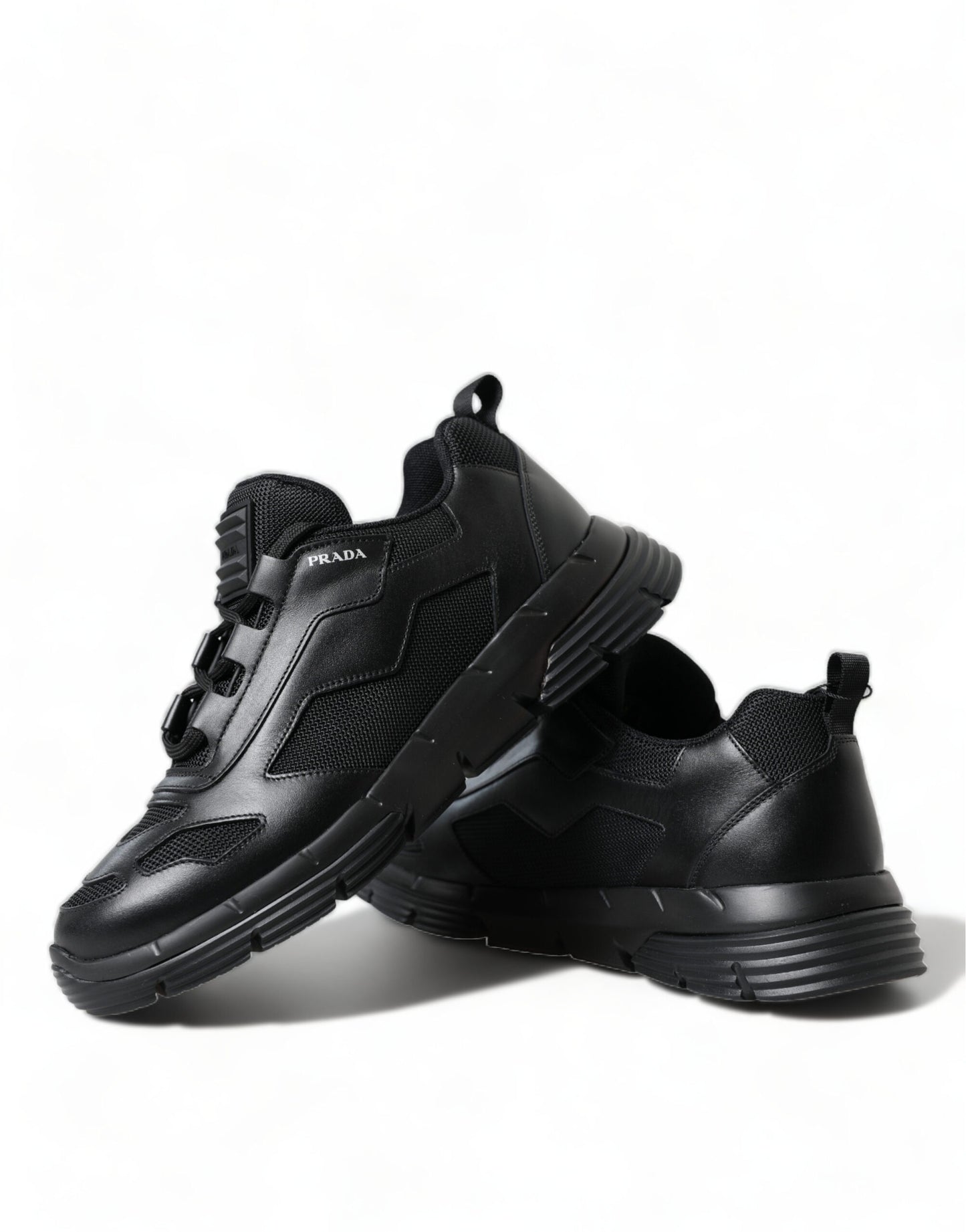 Prada Black Mesh Panel Low Top Twist Trainers Sneakers Shoes