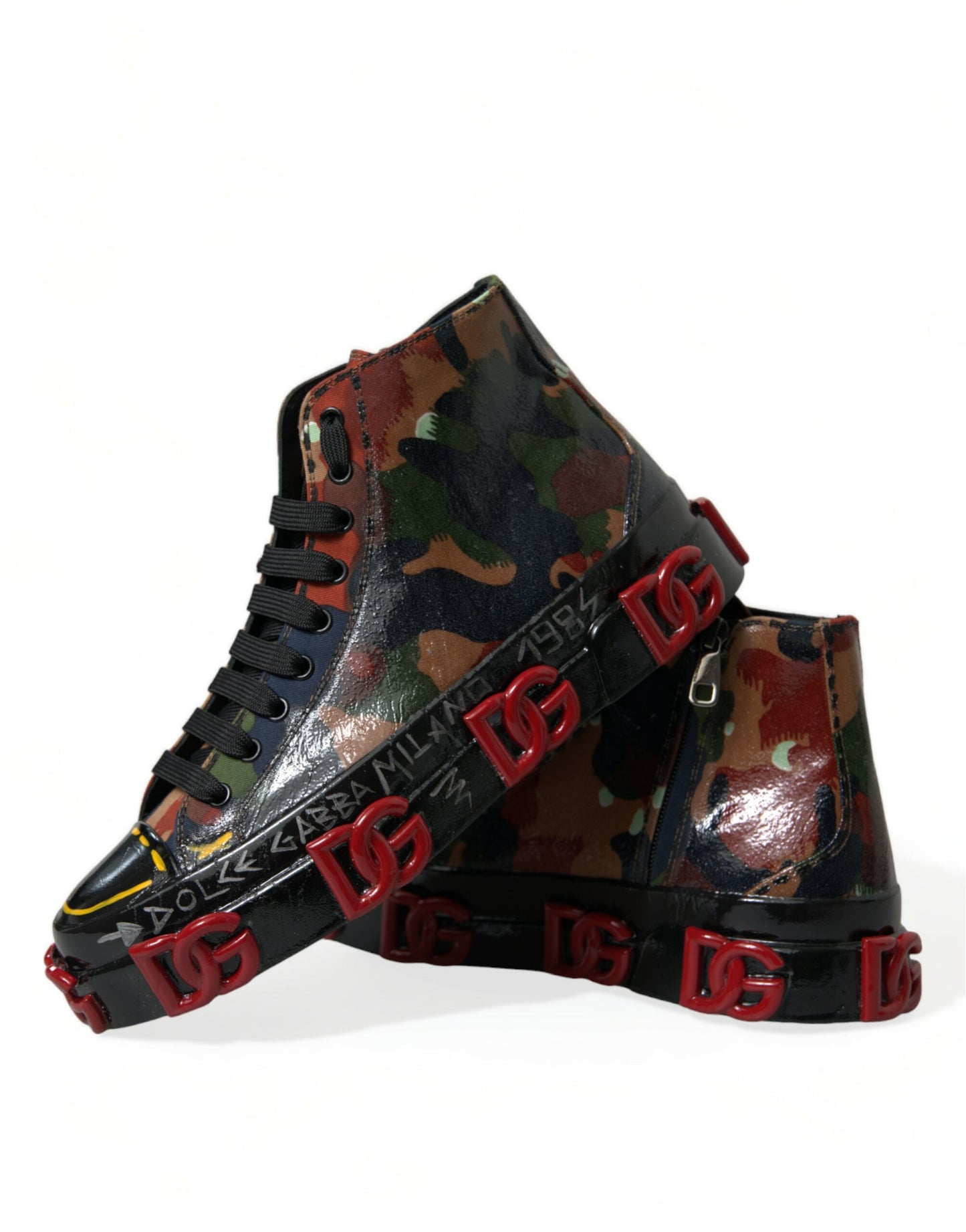 Dolce & Gabbana Multicolor Camouflage High Top Men Sneakers Shoes