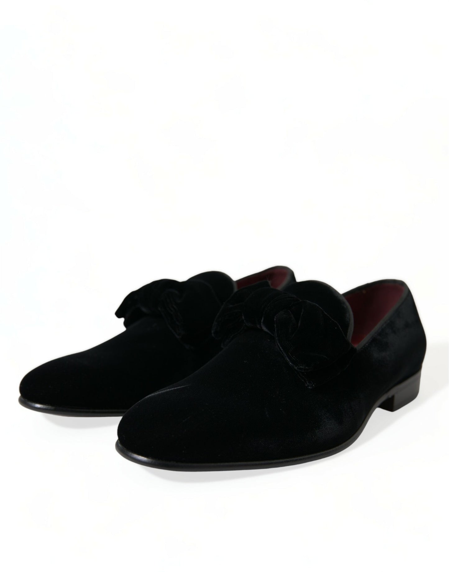 Dolce & Gabbana Black Velvet Loafers Formal Dress Shoes