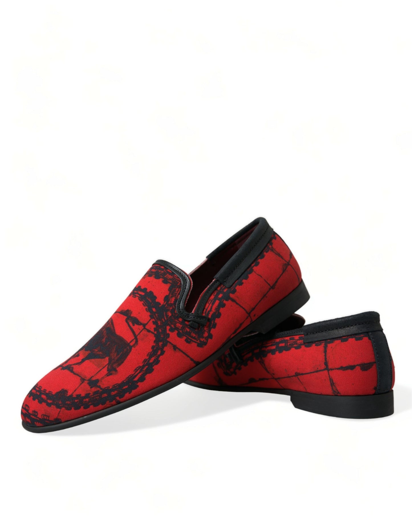 Dolce & Gabbana Red Black Torero Loafers Slippers Men Shoes