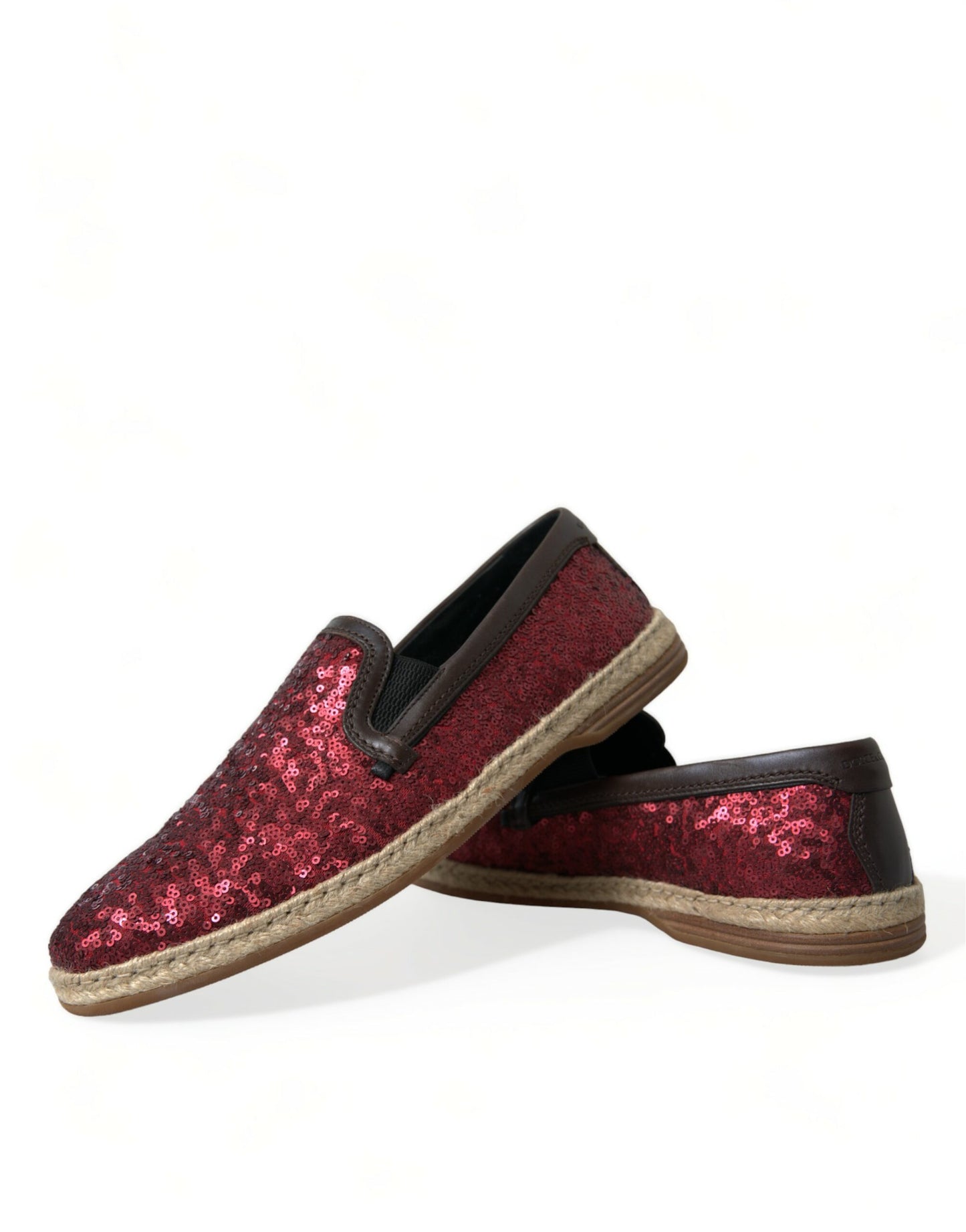 Dolce & Gabbana Red Sequined Loafers Slippers Men Shoes