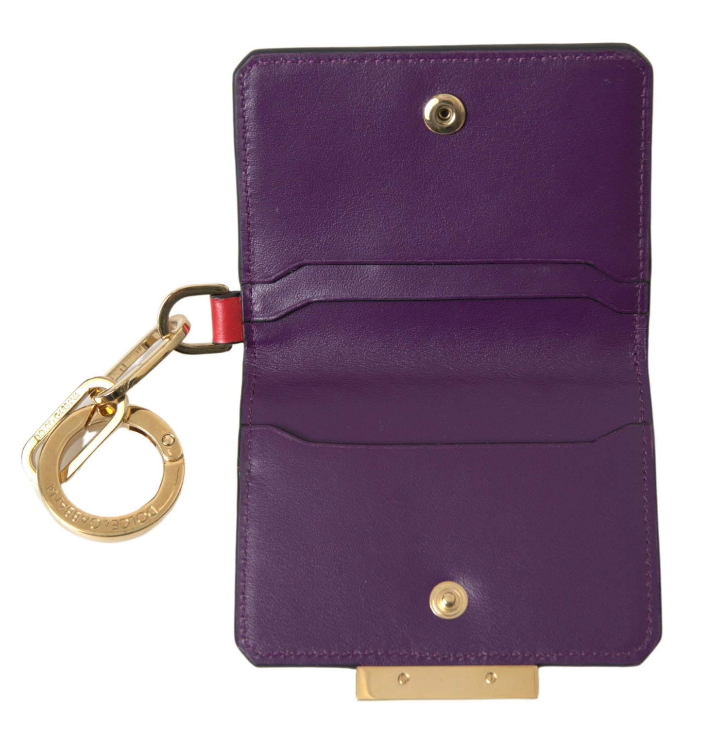 Dolce & Gabbana Purple Calf Leather Bifold Logo Card Holder Wallet