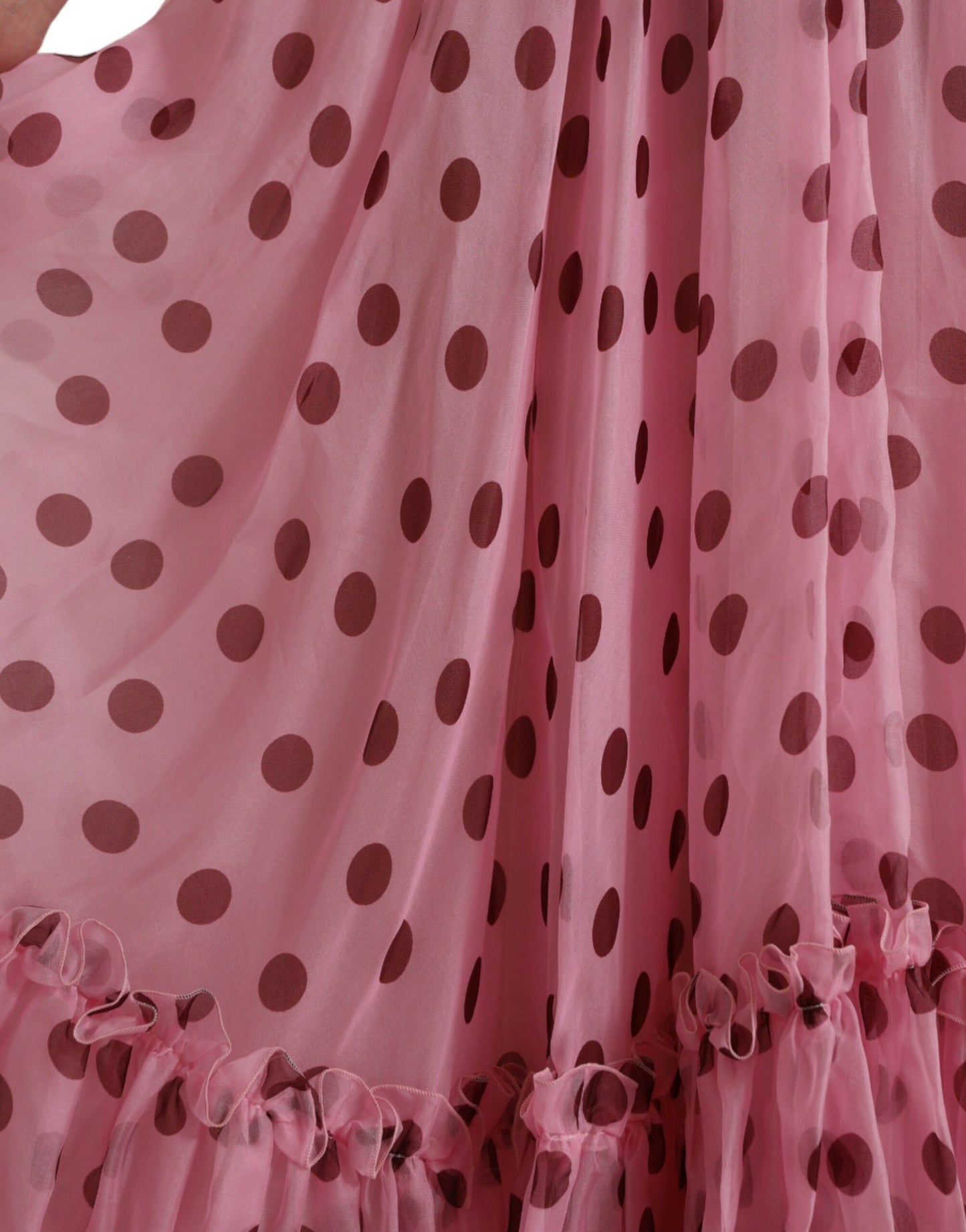 Dolce & Gabbana Pink Polka Dots A-line Strapless Gown Dress