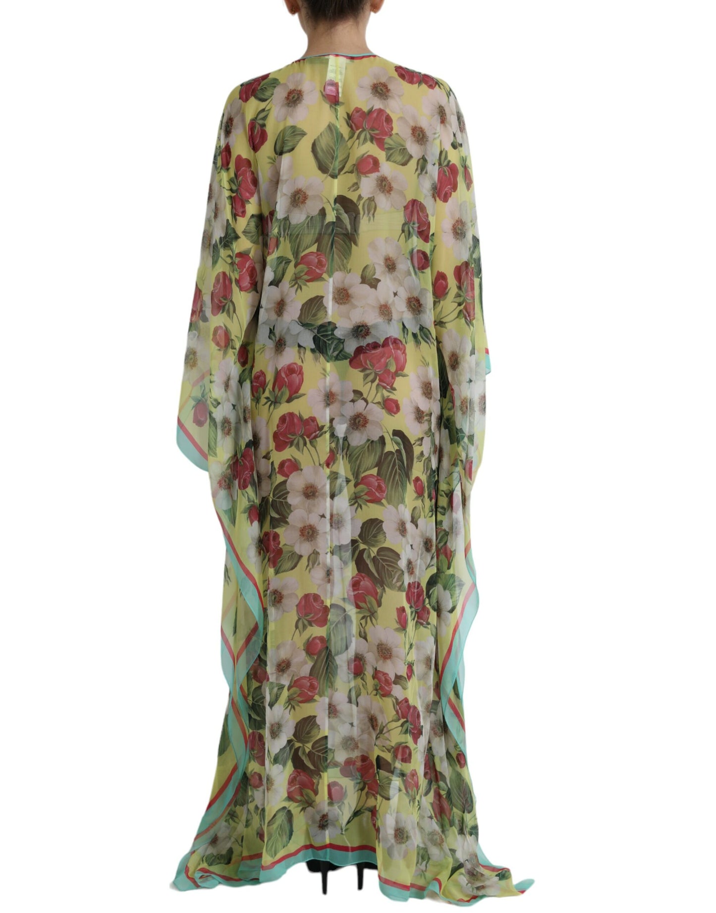 Dolce & Gabbana Multicolor Floral Silk Kaftan Maxi Dress