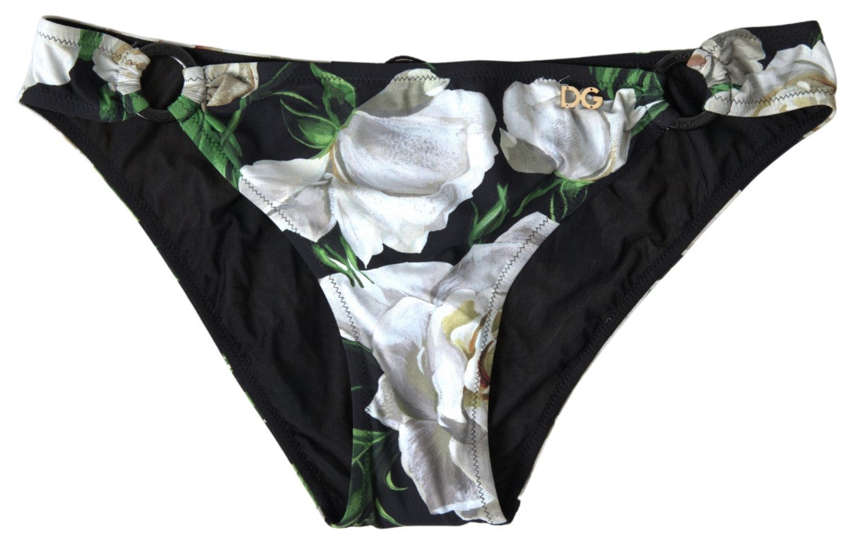 Dolce & Gabbana Black Floral Two Piece Beachwear Swimwear Bikini