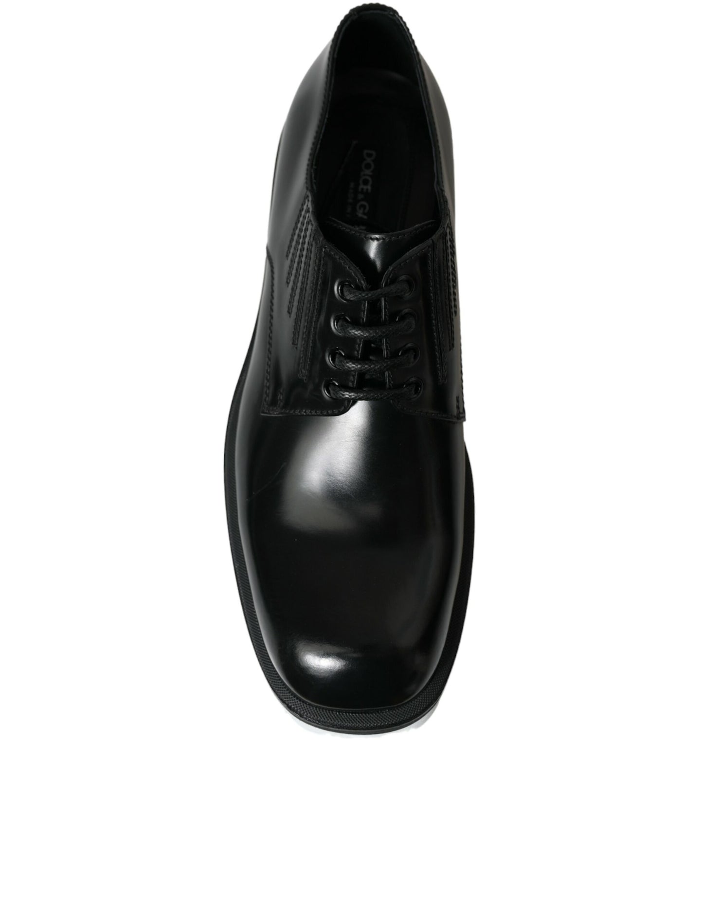 Dolce & Gabbana Black White Leather Lace Up Derby Dress Shoes